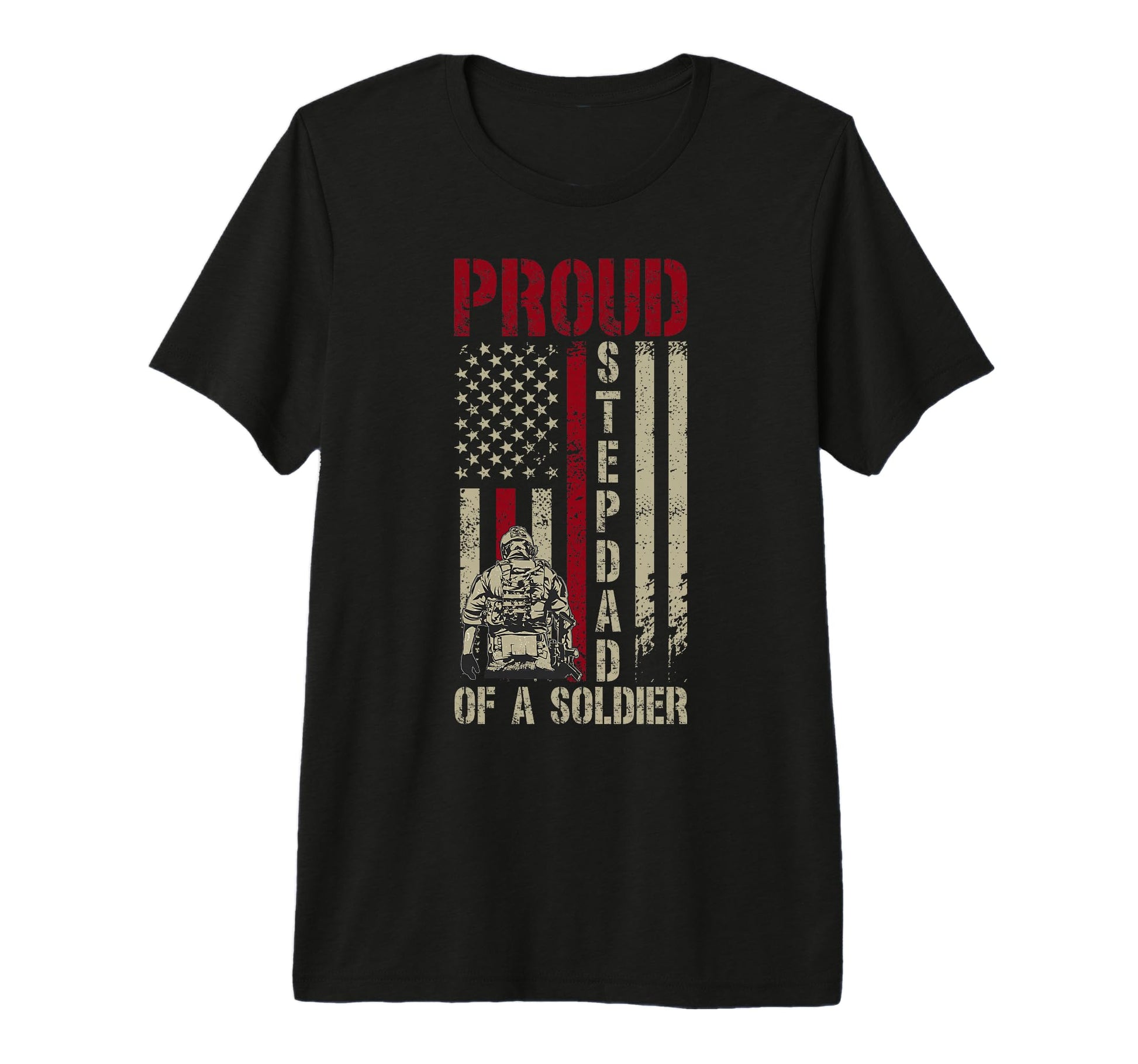Mens Proud Soldier Stepdad Us Flag T-Shirt - Custom Art Print for Adults - T-Shirt, Sweatshirt, Hoodie
