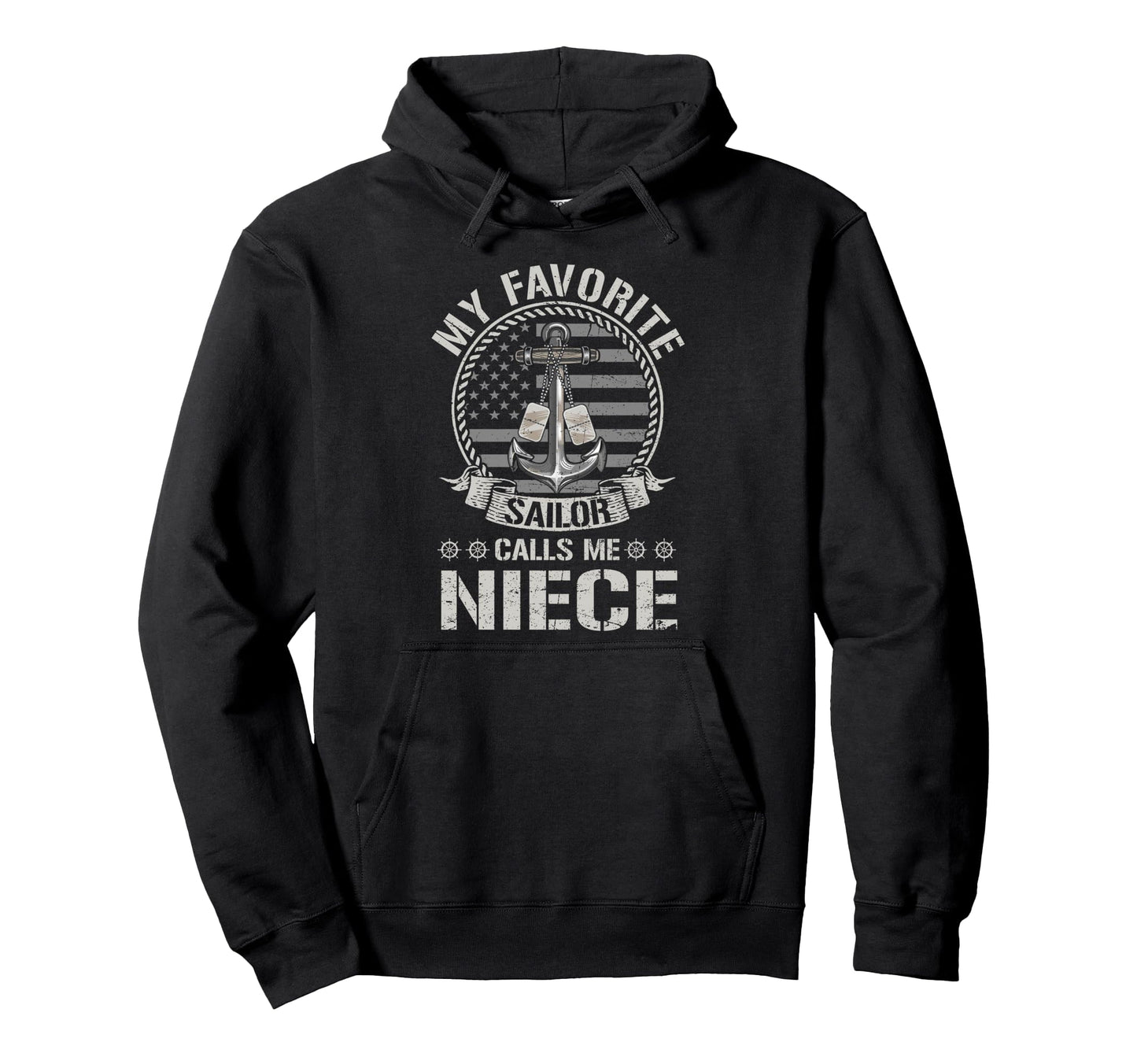 Proud Us Sailor Niece Anchor Flag Usa Hoodie - Aesthetic Graphic Men Women - T-Shirt, Sweatshirt, Hoodie