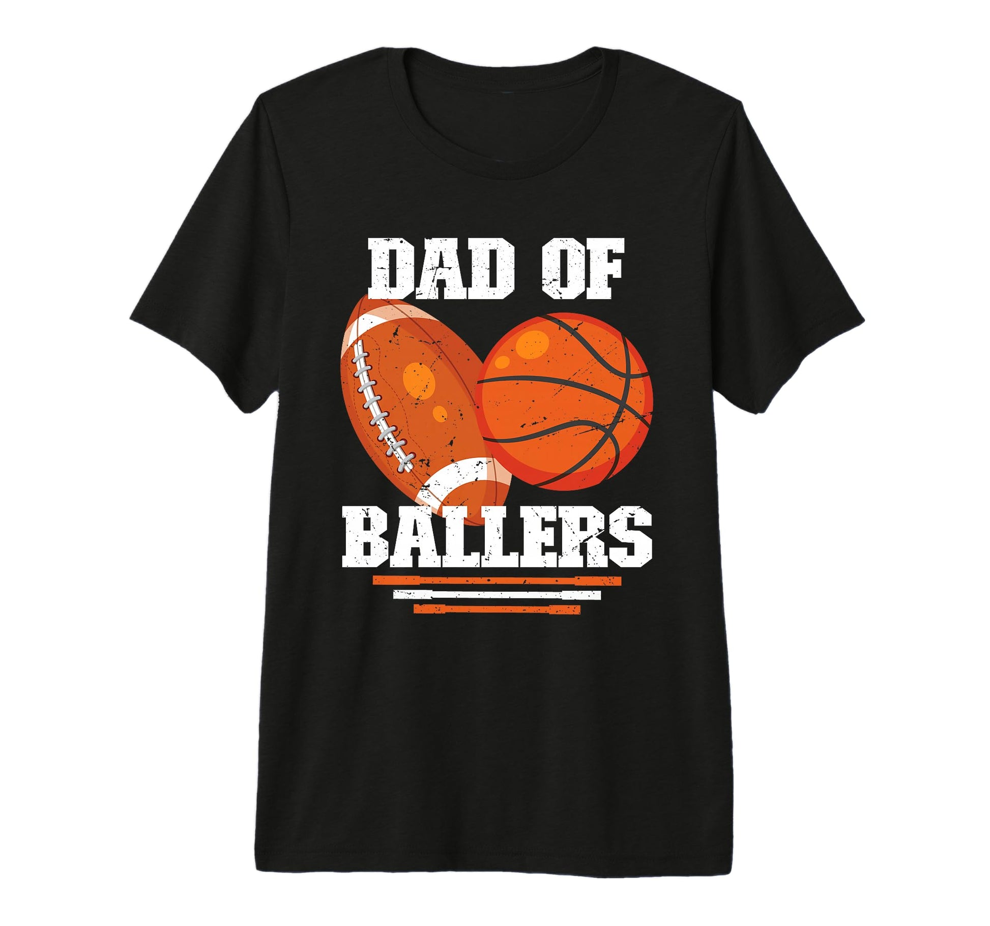 Dad Ballers Football Basketball Dad T-Shirt - Trendy Graphic for Adults - T-Shirt, Sweatshirt, Hoodie