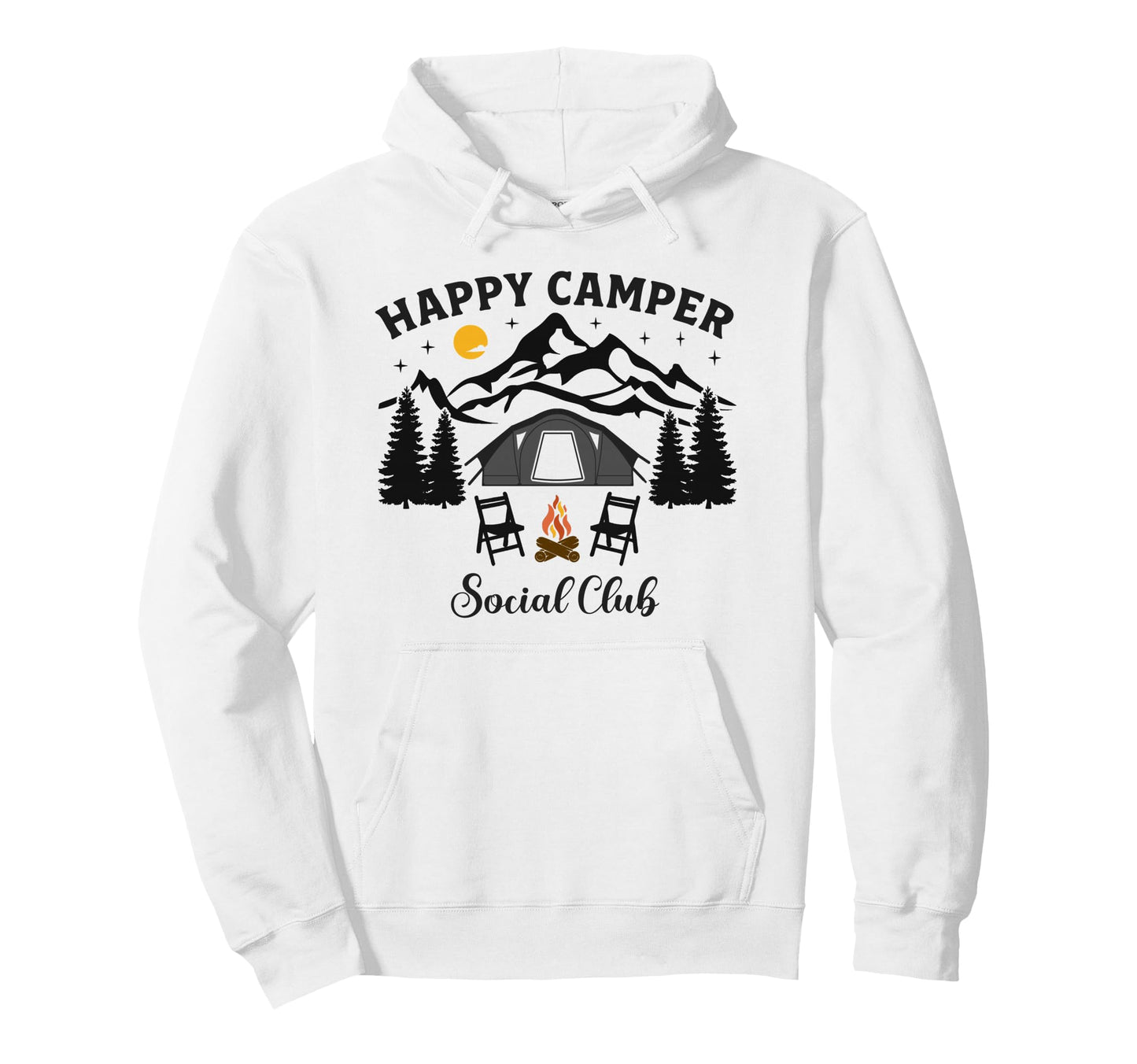 Happy Camper Social Club Funny Tent Hoodie - Streetwear Style for Adults - T-Shirt, Sweatshirt, Hoodie