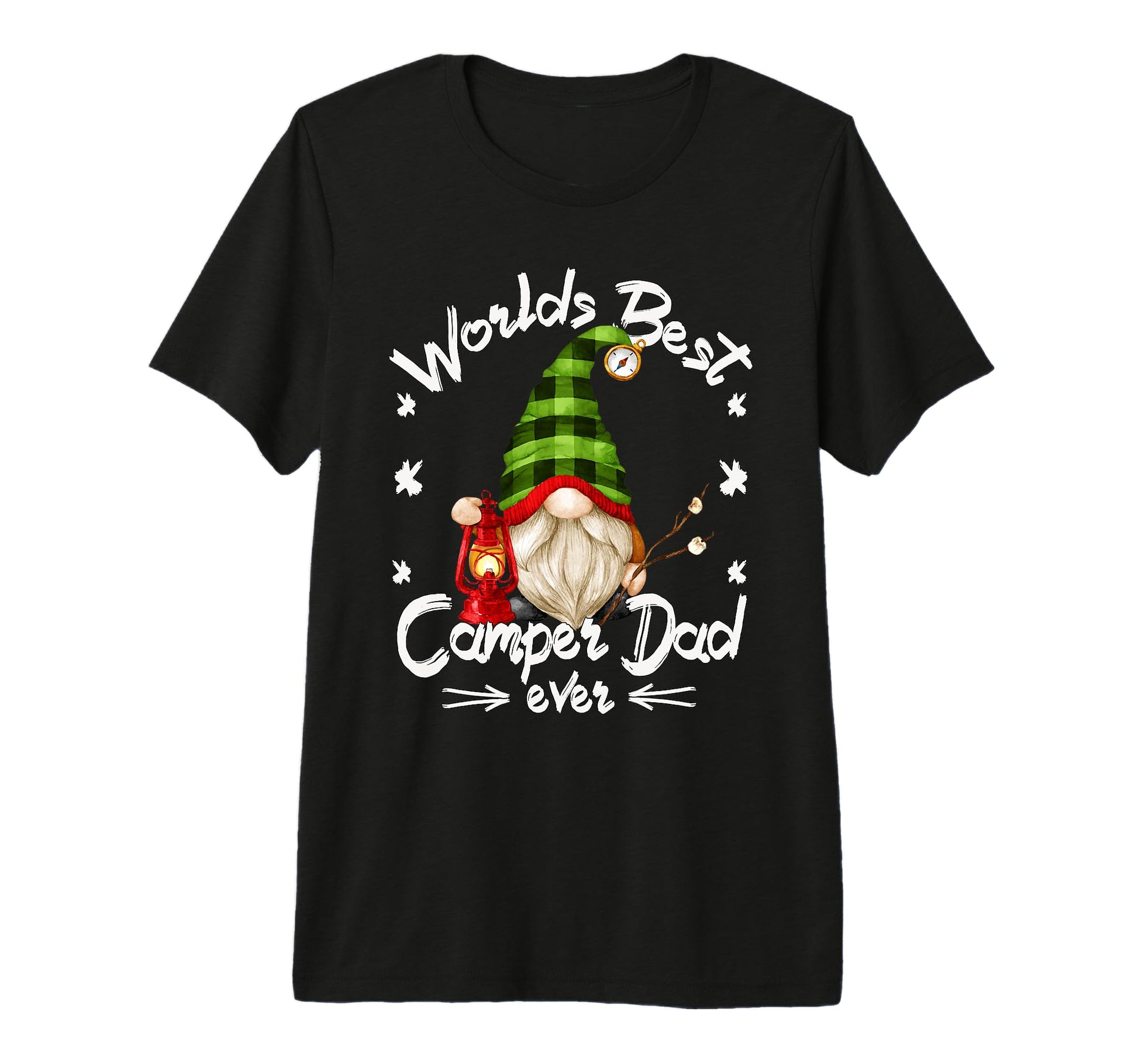 Worlds Best Camper Dad Gnomie Funny T-Shirt - Fun Novelty Design Men Women - T-Shirt, Sweatshirt, Hoodie