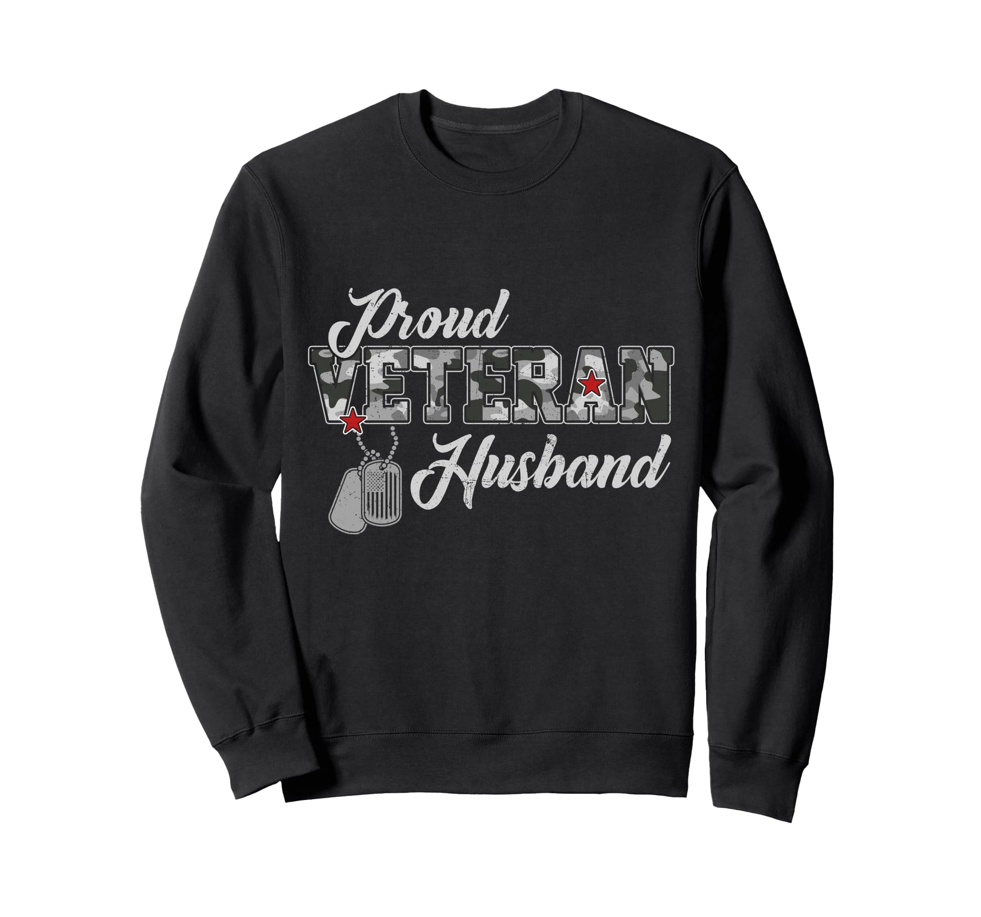 Proud Veteran Husband Camouflage Sweatshirt - Minimalist Print Men Women - T-Shirt, Sweatshirt, Hoodie