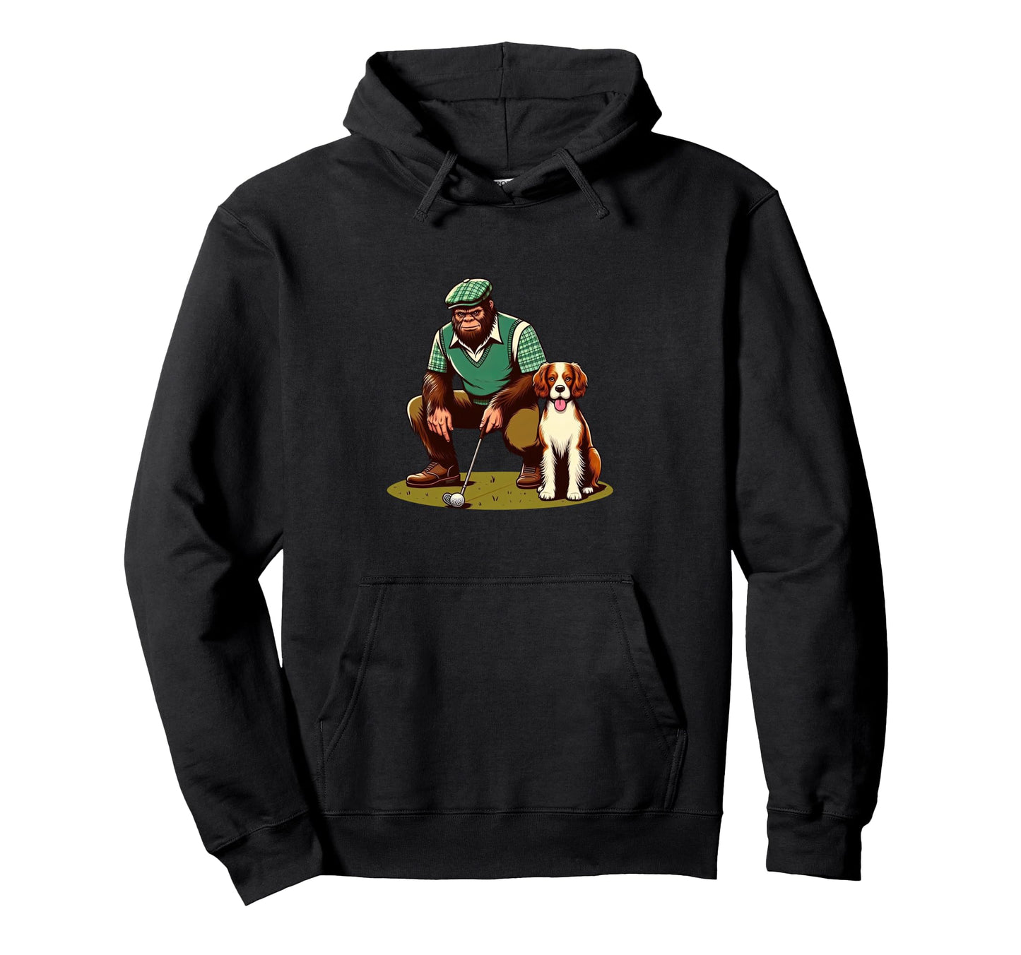 Brittany Spaniel Bigfoot Sasquatch Golf Hoodie - Streetwear Style Unisex - T-Shirt, Sweatshirt, Hoodie