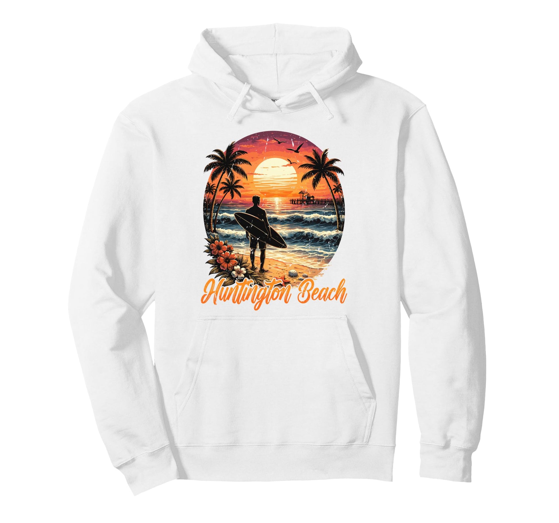 Huntington Beach Sunset California Hoodie - Trendy Graphic Men Women - T-Shirt, Sweatshirt, Hoodie