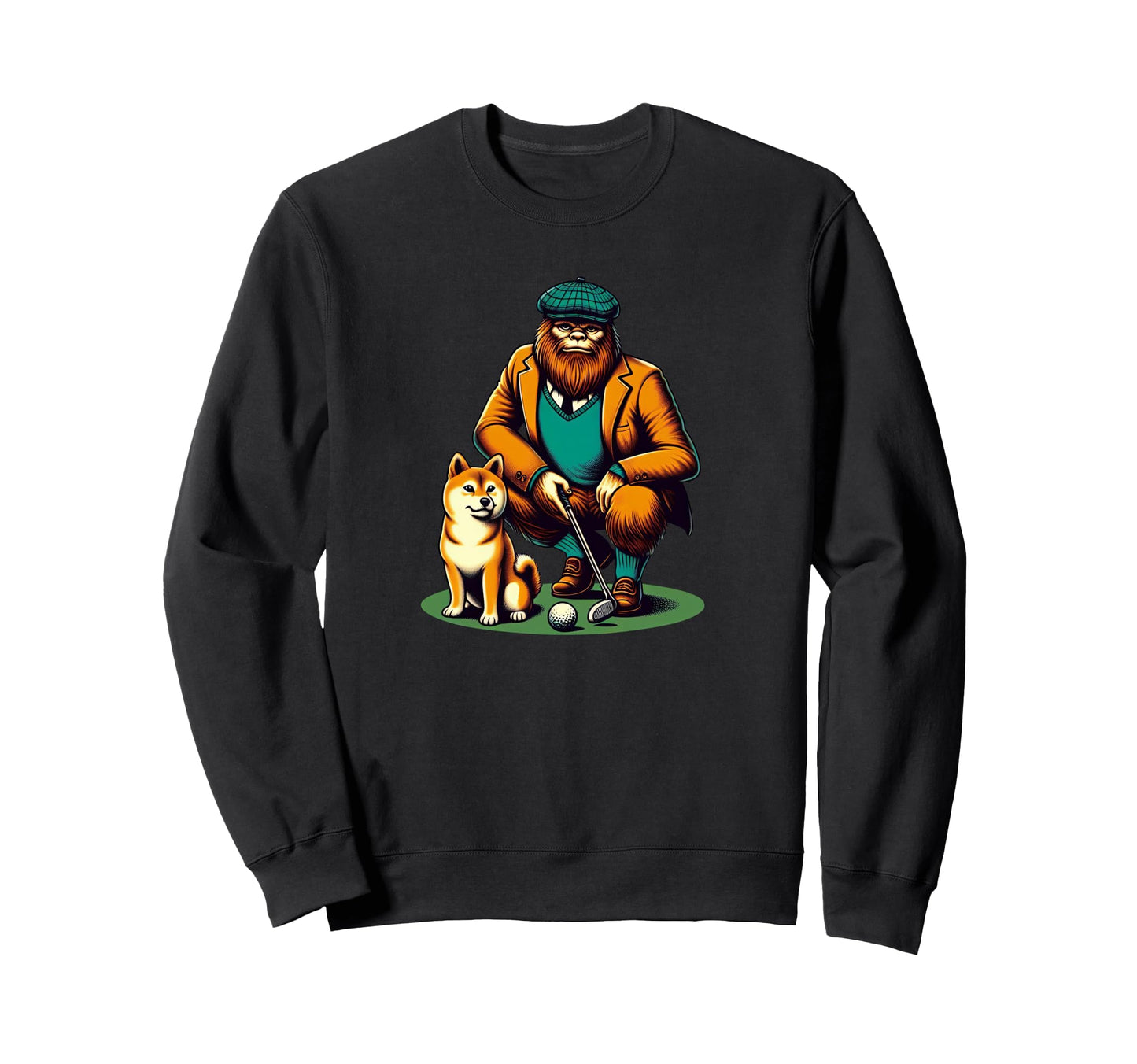 Shiba Inu Bigfoot Sasquatch Golf Sweatshirt - Minimalist Print for Adults - T-Shirt, Sweatshirt, Hoodie