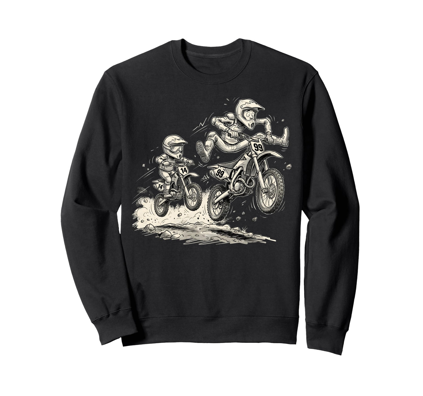 Father Son Motocross Dirt Bike Sweatshirt - Fun Novelty Design for Adults - T-Shirt, Sweatshirt, Hoodie