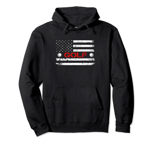 American Flag Golf Mom Dad Brother Hoodie - Trendy Graphic for Adults - T-Shirt, Sweatshirt, Hoodie