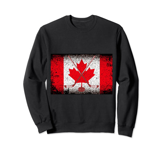 Canada Flag Hockey Maple Leaf Sweatshirt - Custom Art Print for Adults - T-Shirt, Sweatshirt, Hoodie