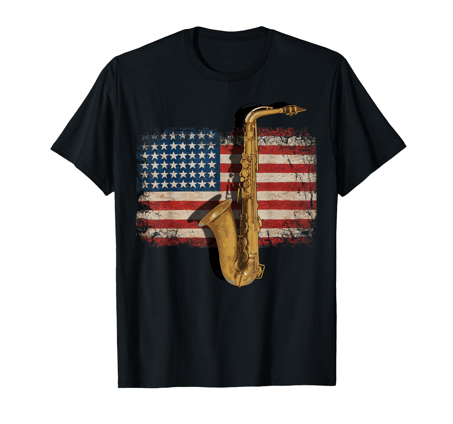 American Flag Saxophone Funny Sax Music T-Shirt - Graphic Print for Adults - T-Shirt, Sweatshirt, Hoodie