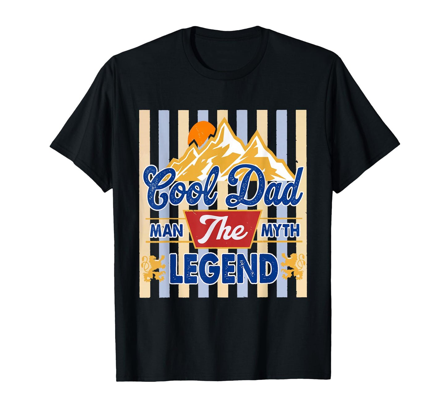 Striped Dad Myth Legend Fathers Day T-Shirt - Trendy Graphic for Adults - T-Shirt, Sweatshirt, Hoodie