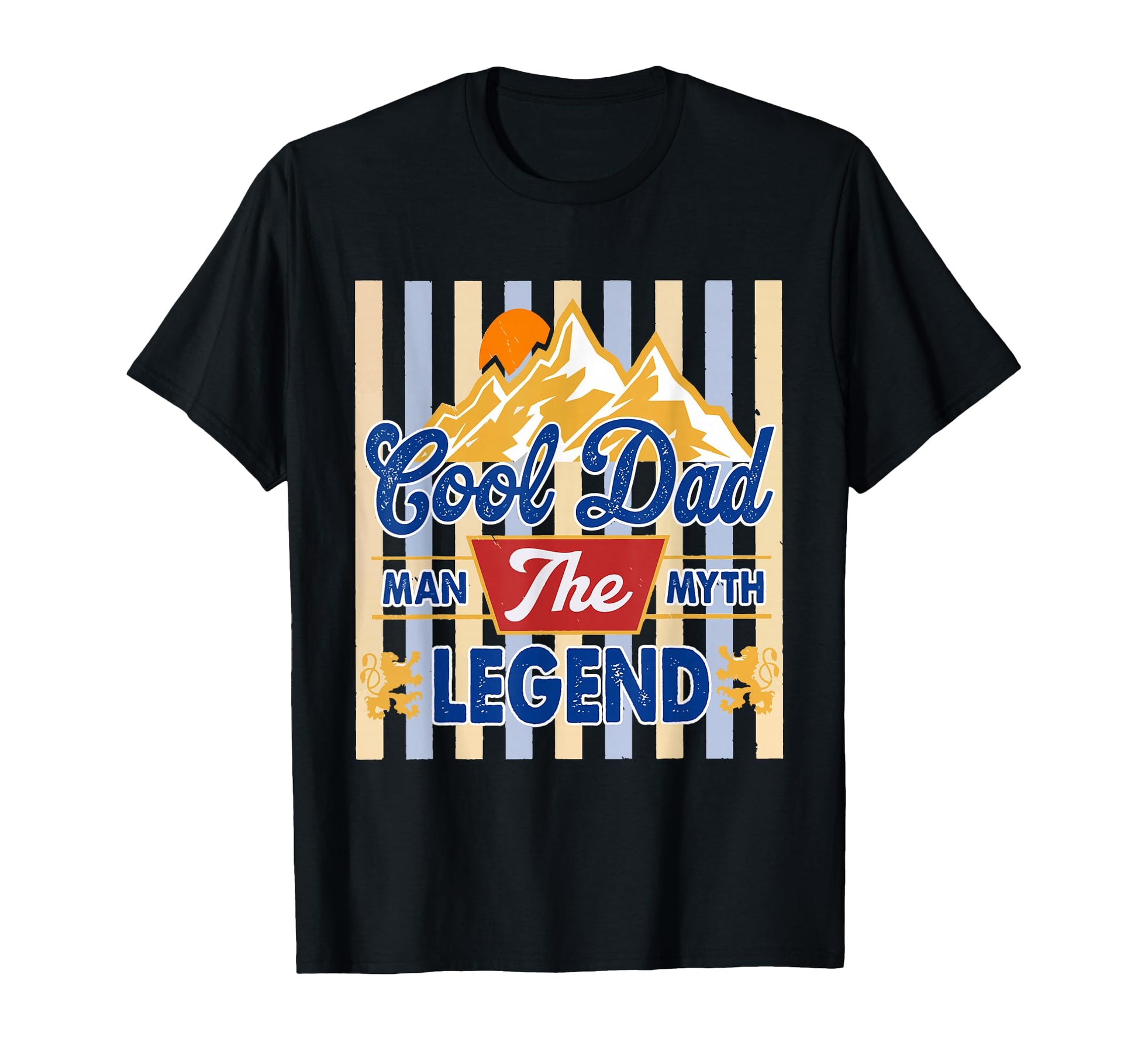 Striped Dad Myth Legend Fathers Day T-Shirt - Trendy Graphic for Adults - T-Shirt, Sweatshirt, Hoodie