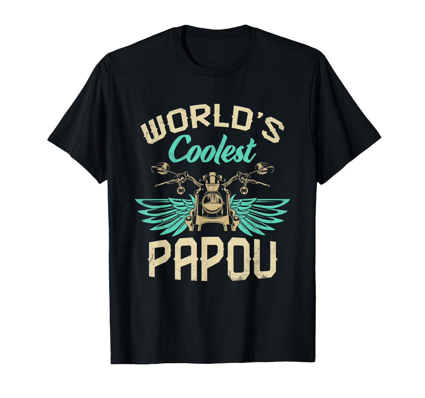 Worlds Coolest Papou Motorcycle T-Shirt - Custom Art Print Men Women - T-Shirt, Sweatshirt, Hoodie