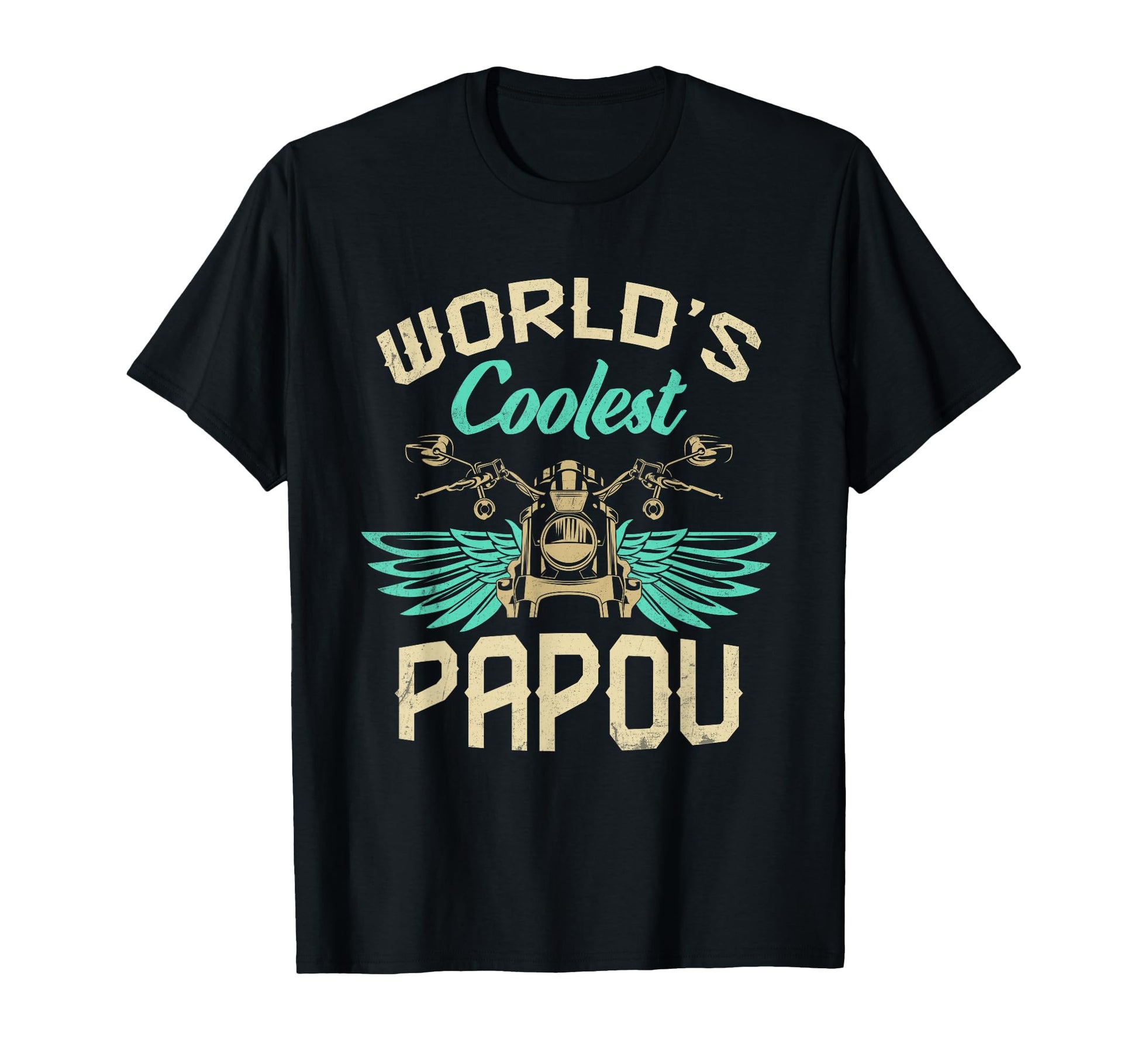 Worlds Coolest Papou Motorcycle T-Shirt - Custom Art Print Men Women - T-Shirt, Sweatshirt, Hoodie