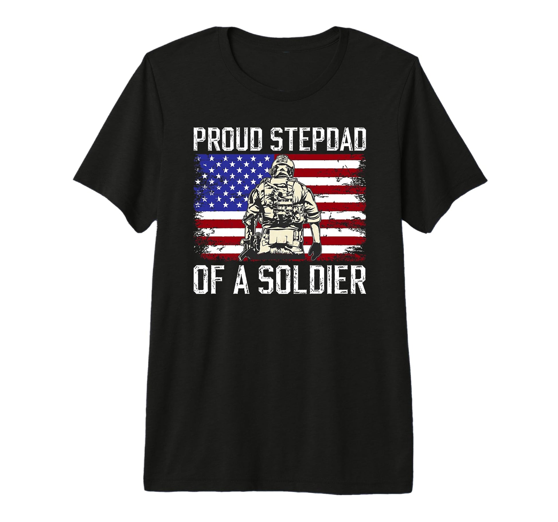 Mens Proud Soldier Stepdad Us Flag T-Shirt - Minimalist Print Men Women - T-Shirt, Sweatshirt, Hoodie