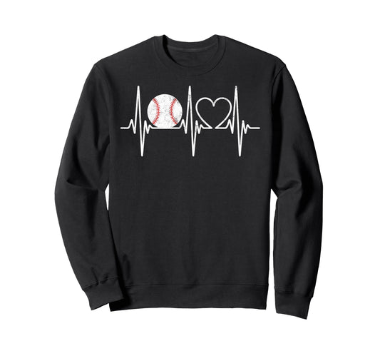 Baseball Player Heartbeat Coach Sweatshirt - Streetwear Style for Adults - T-Shirt, Sweatshirt, Hoodie