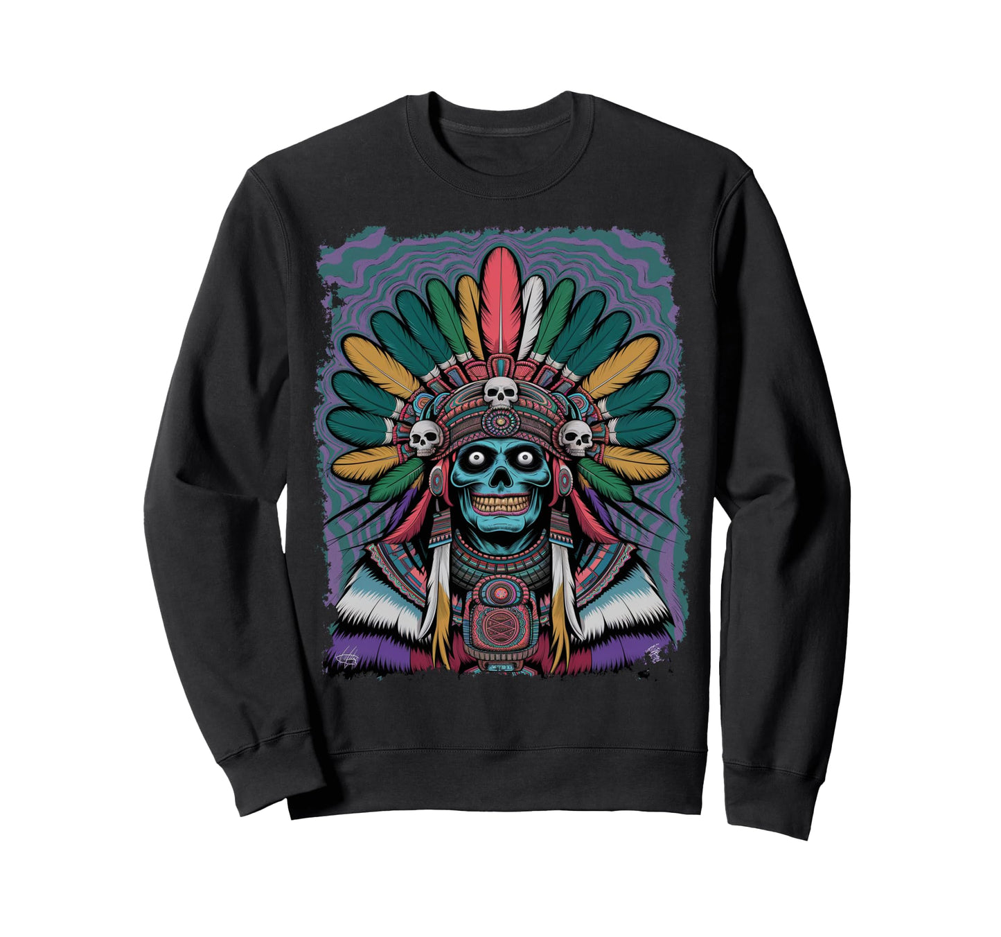 Pop Art Skeleton Zombie Native Sweatshirt - Aesthetic Graphic Unisex - T-Shirt, Sweatshirt, Hoodie