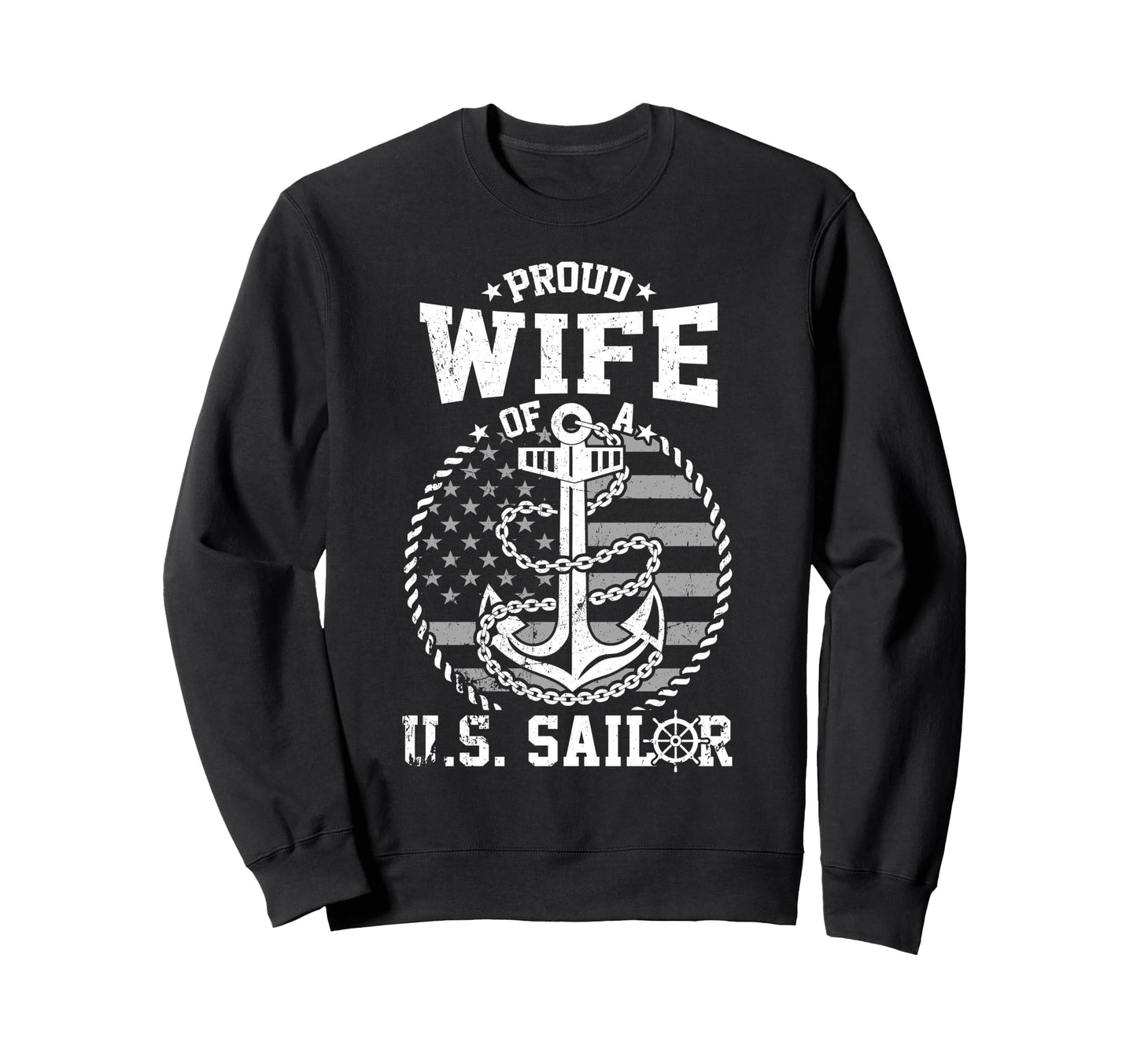 Proud Wife Us Sailor Anchor Flag Sweatshirt - Custom Art Print Men Women - T-Shirt, Sweatshirt, Hoodie