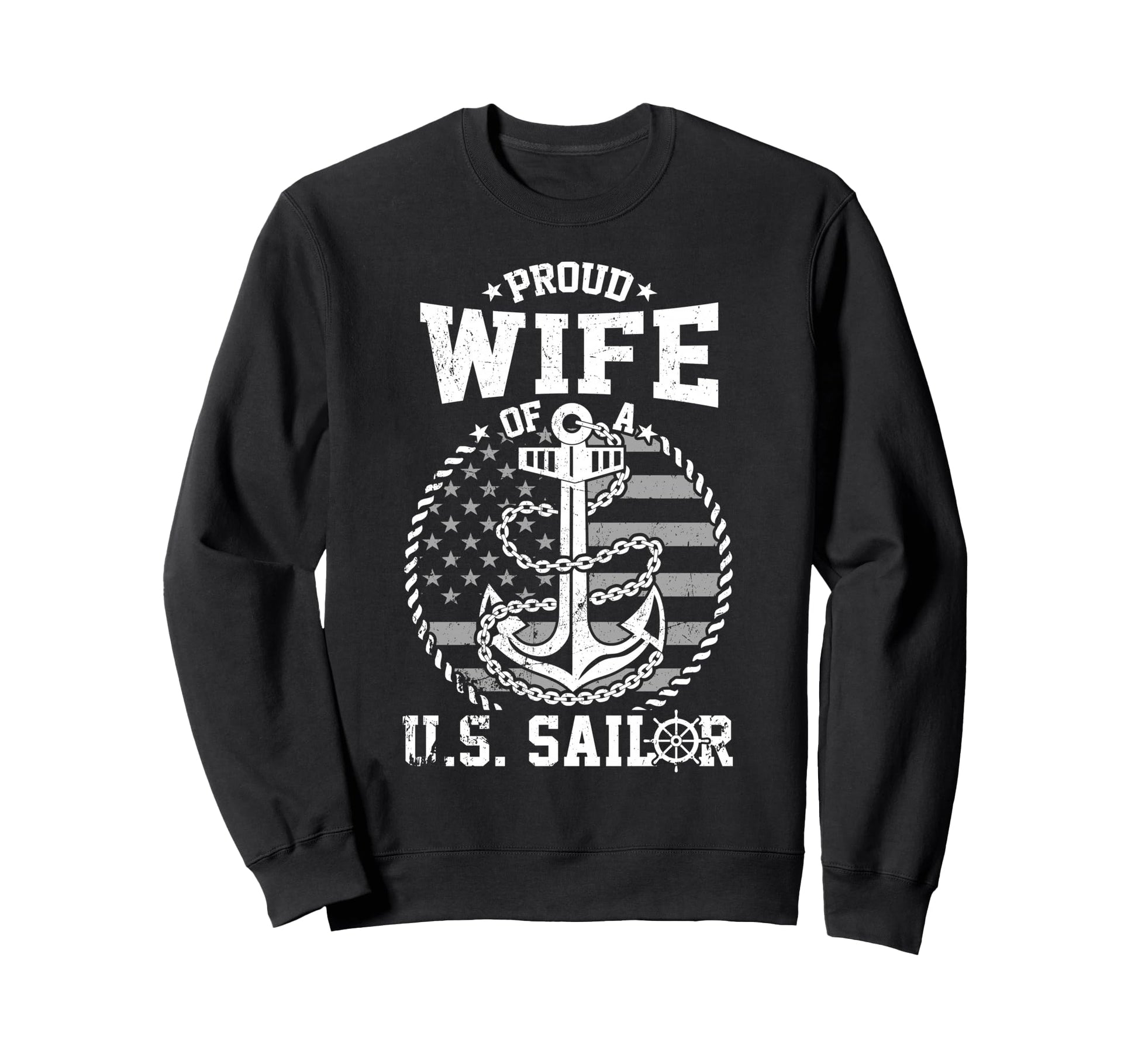 Proud Wife Us Sailor Anchor Flag Sweatshirt - Custom Art Print Men Women - T-Shirt, Sweatshirt, Hoodie