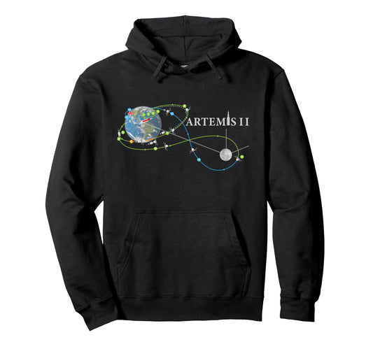 Artemis 2 Route Map Sls Rocket Launch Hoodie - Trendy Graphic for Adults - T-Shirt, Sweatshirt, Hoodie