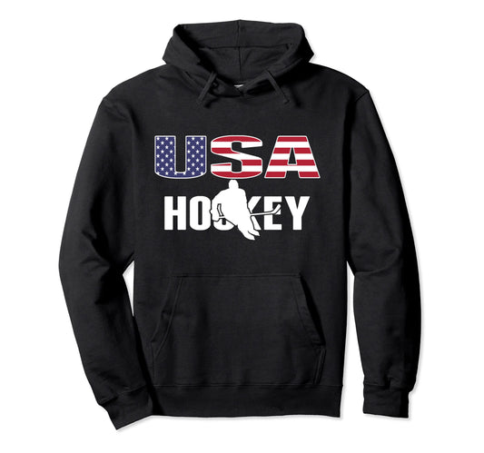 America Ice Hockey Lovers Jersey Usa Flag Hoodie - Streetwear Style Unisex - T-Shirt, Sweatshirt, Hoodie