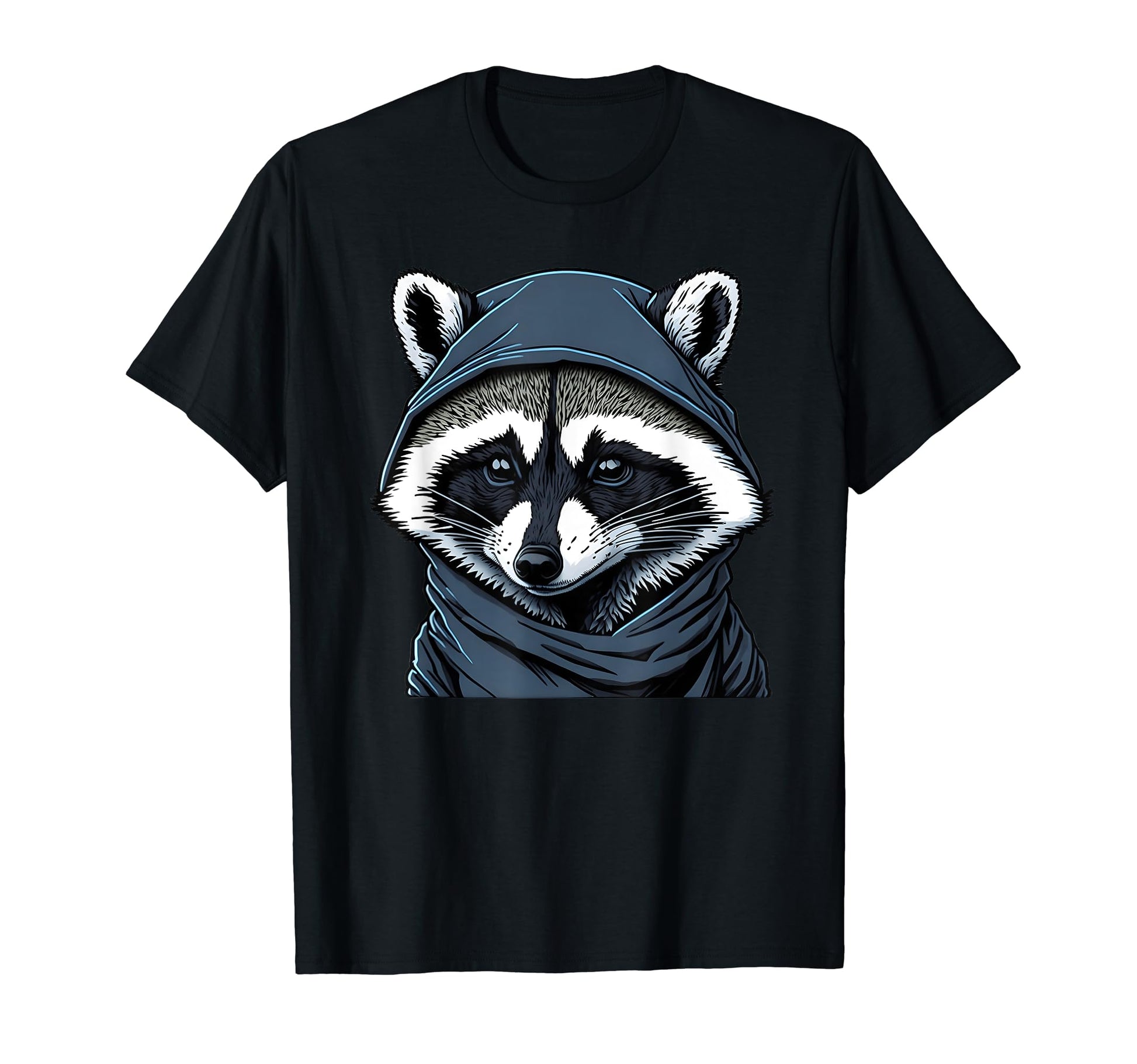 Cozy Raccoon Chic Head Raccoon Wearing Hoodie - Trendy Graphic Men Women - T-Shirt, Sweatshirt, Hoodie
