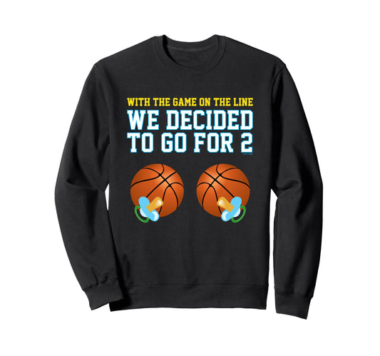 Basketball Twins Gender Reveal Mom Dad Sweatshirt - Unique Graphic Unisex - T-Shirt, Sweatshirt, Hoodie