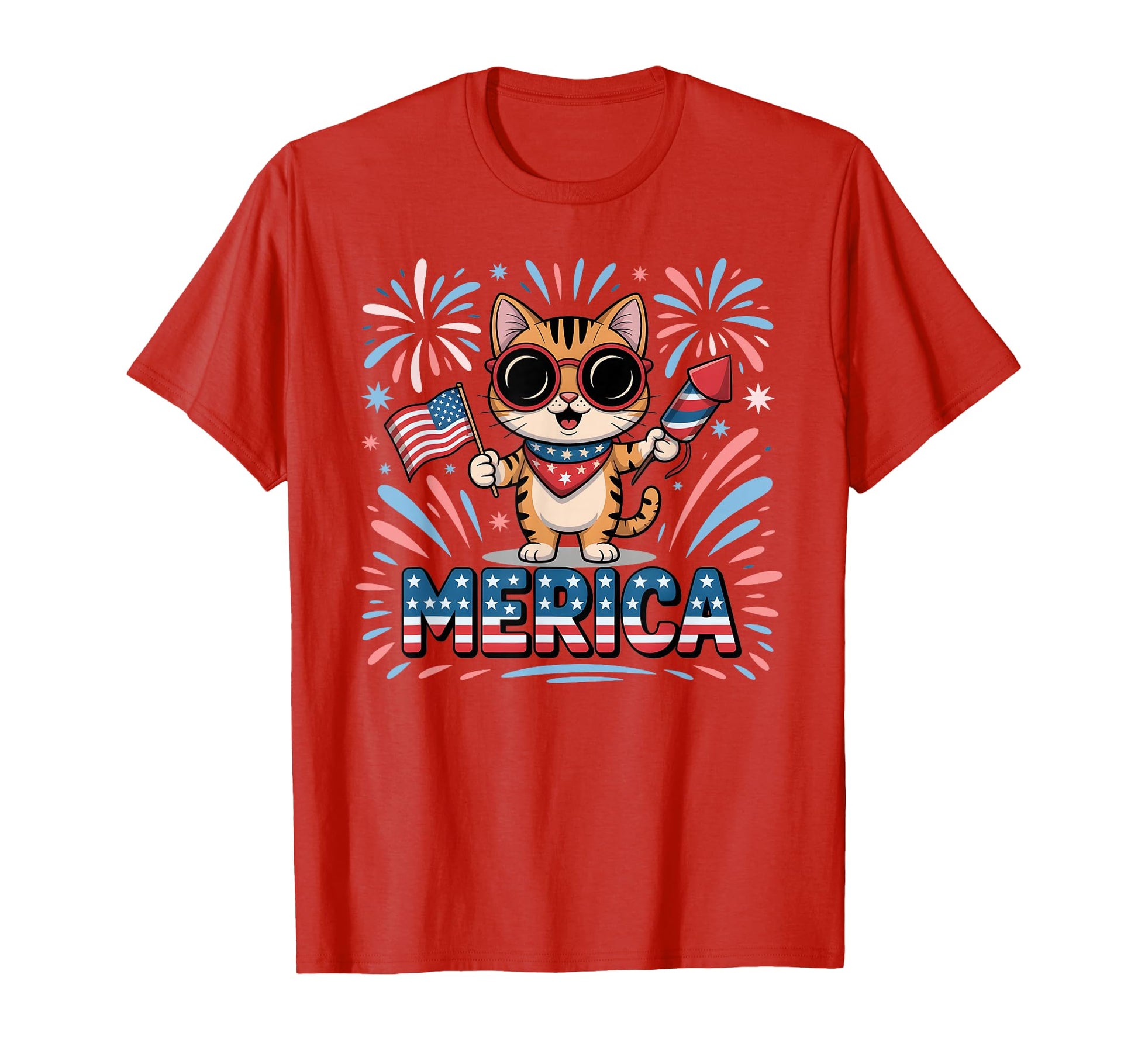 Merica July 4Th Cat 250 Years Flag 4Th T-Shirt - Trendy Graphic Unisex - T-Shirt, Sweatshirt, Hoodie