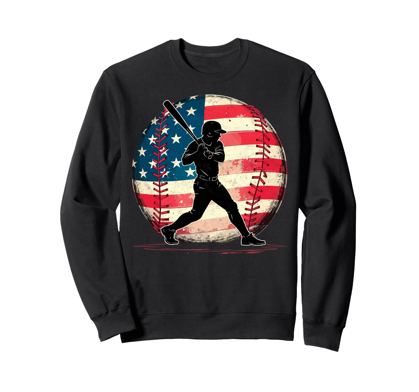 Baseball Us Flag Baseball Lover Sweatshirt - Casual Everyday Wear Unisex - T-Shirt, Sweatshirt, Hoodie