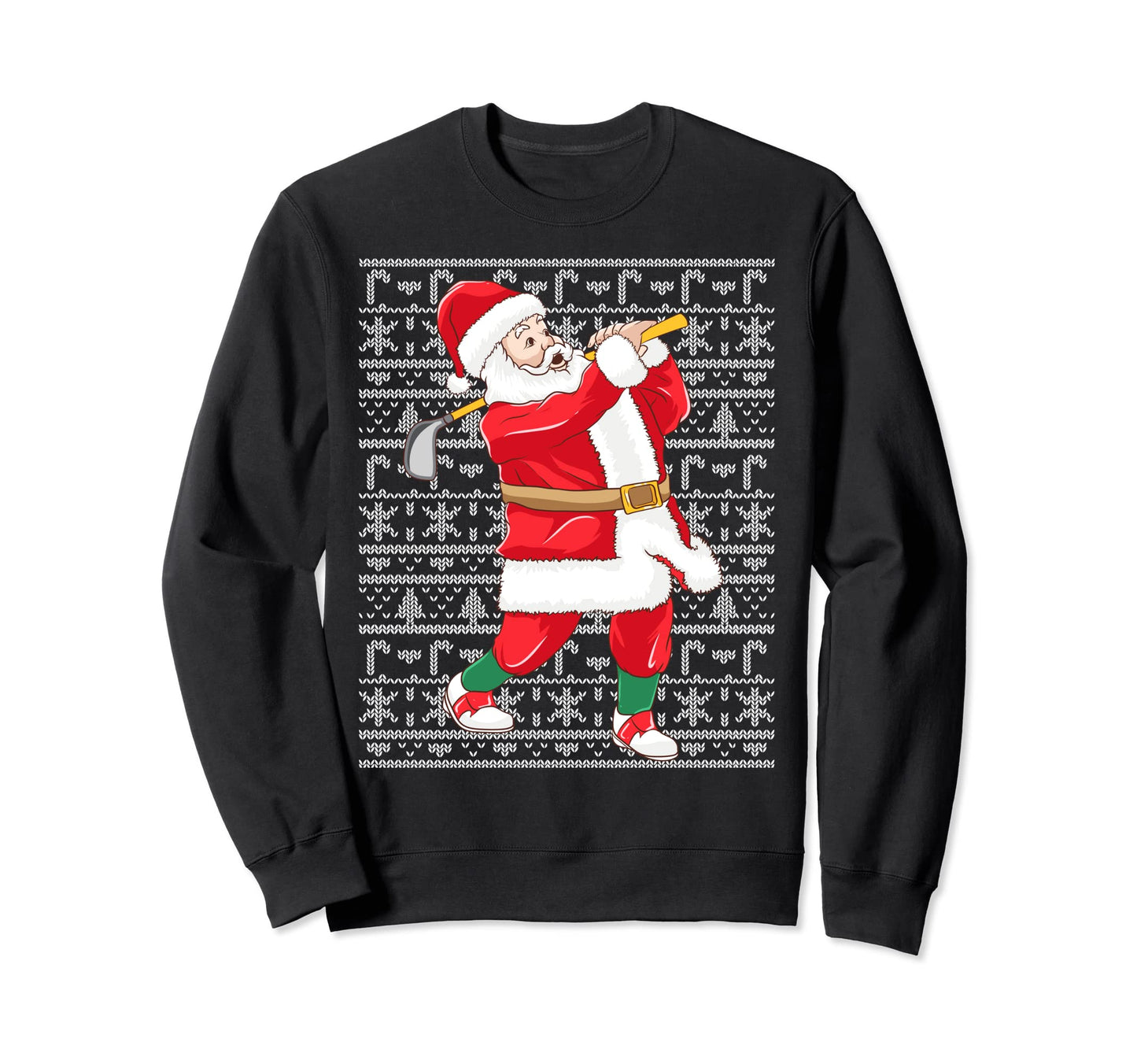 Golfing Santa Claus Golf Ugly Sweatshirt - Novelty Apparel for Adults - T-Shirt, Sweatshirt, Hoodie