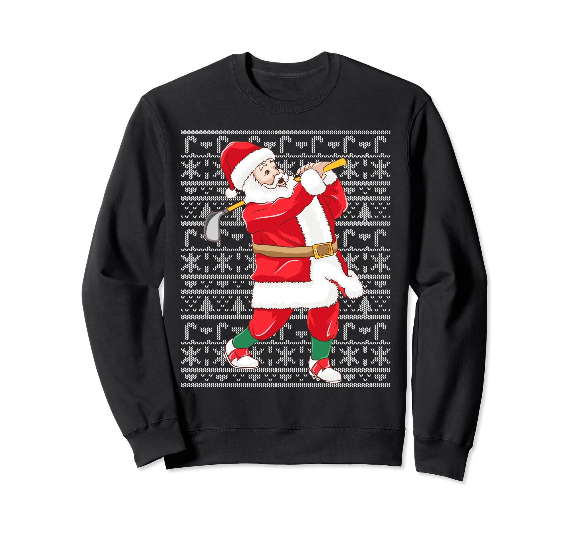 Golfing Santa Claus Golf Ugly Sweatshirt - Novelty Apparel for Adults - T-Shirt, Sweatshirt, Hoodie