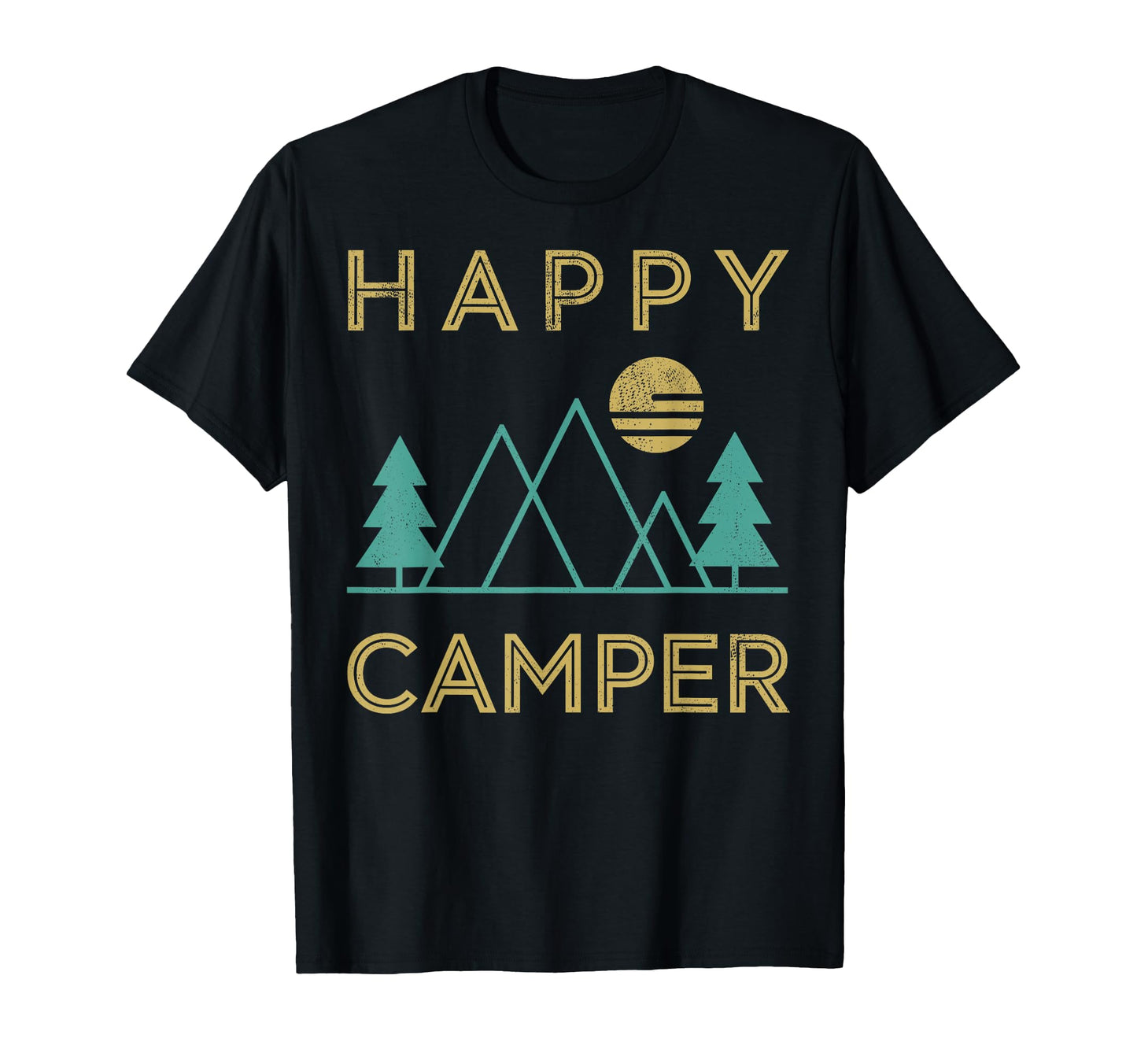 Happy Camper Mountain Hiking Camping T-Shirt - Aesthetic Graphic Unisex - T-Shirt, Sweatshirt, Hoodie