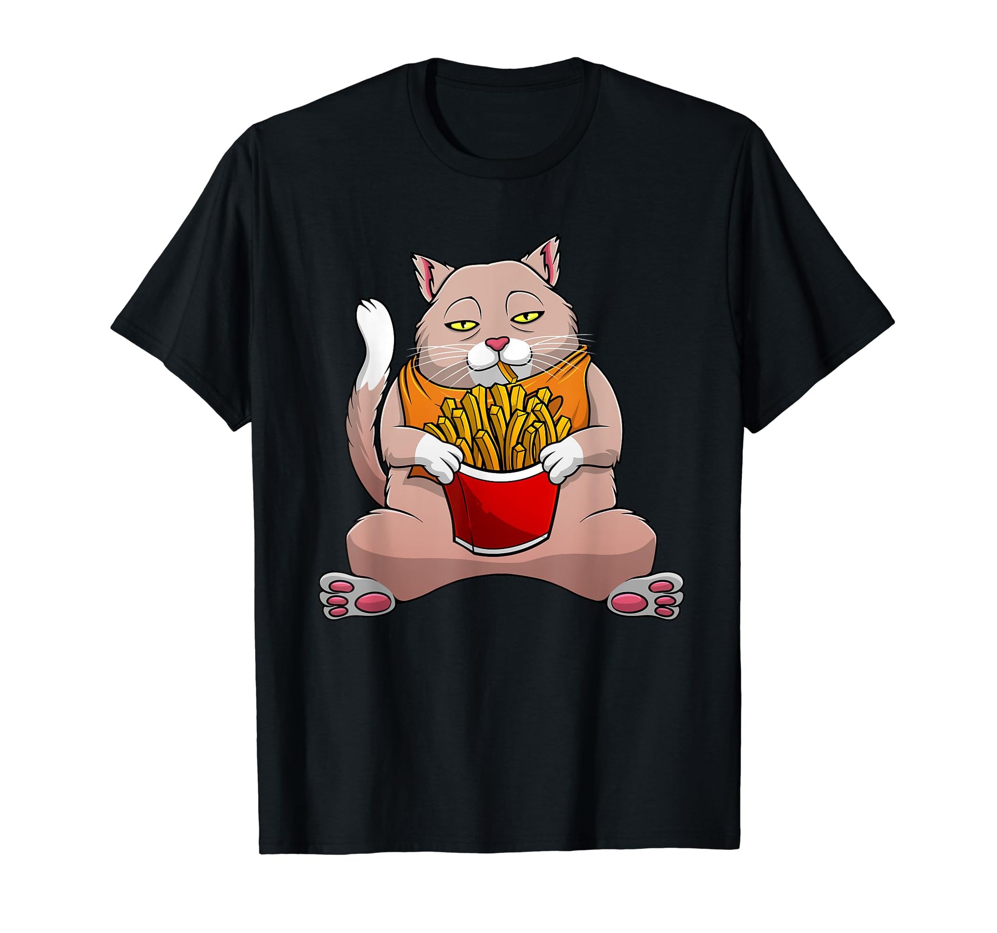 Funny French Fries Cat Foodie Eater T-Shirt - Unique Graphic for Adults - T-Shirt, Sweatshirt, Hoodie