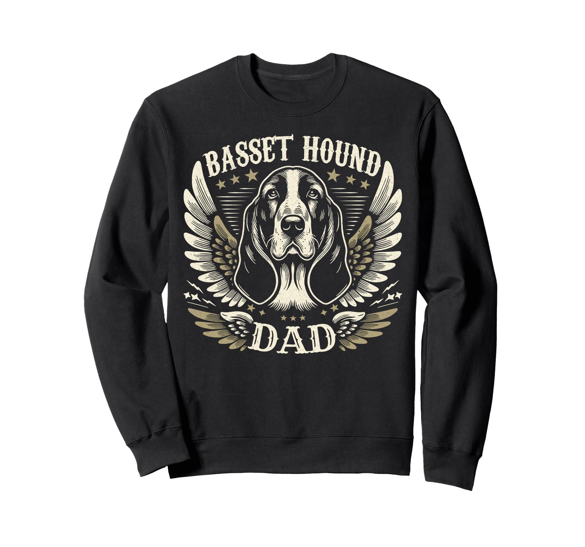 Basset Hound Dad Biker Wings Sweatshirt - Fun Novelty Design for Adults - T-Shirt, Sweatshirt, Hoodie