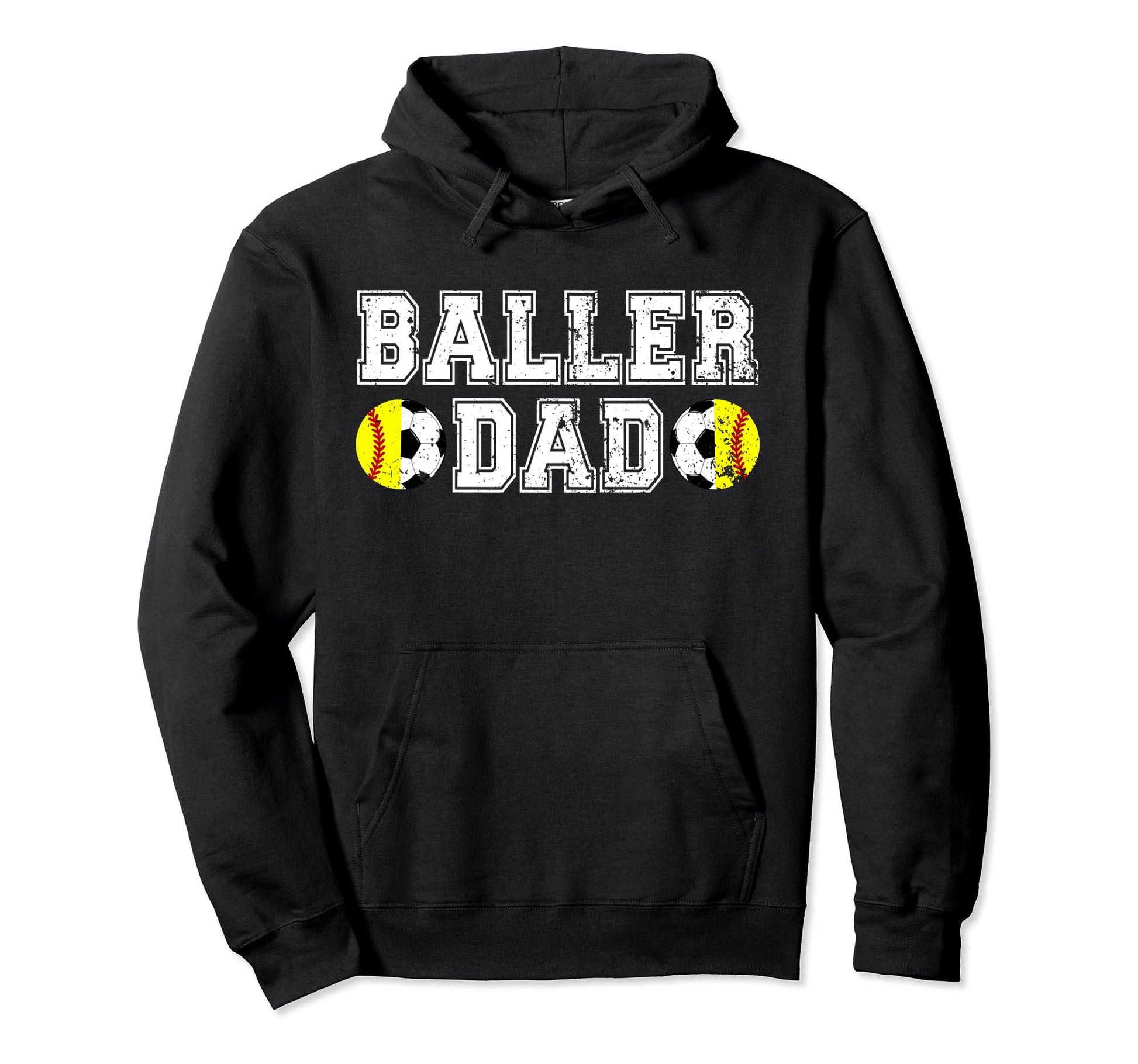 Baller Dad Soccer Softball Dad Hoodie - Custom Art Print Men Women - T-Shirt, Sweatshirt, Hoodie