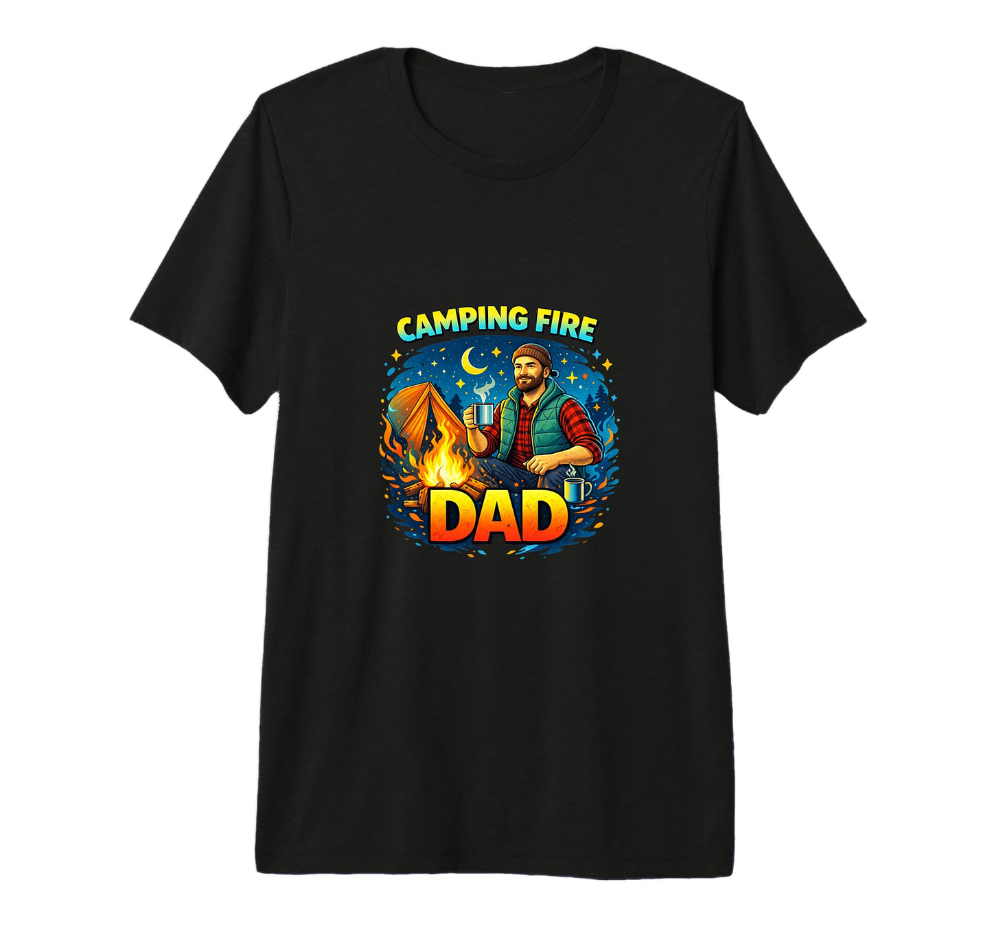 Mens Camping Dad Outdoor Fire Adventure T-Shirt - Aesthetic Graphic Unisex - T-Shirt, Sweatshirt, Hoodie