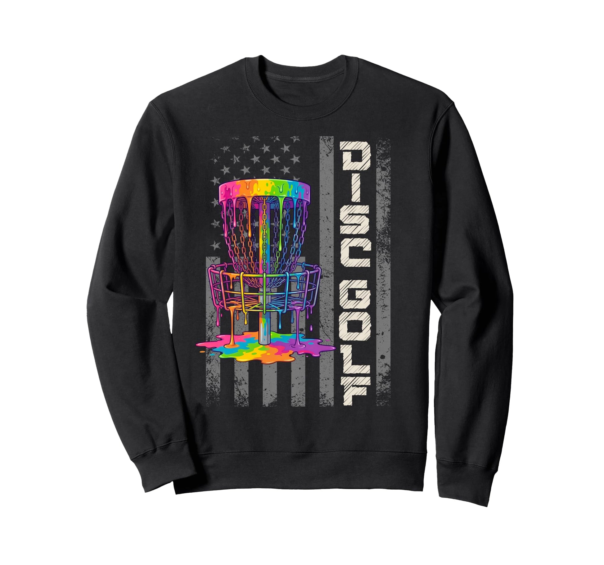Patriotic Disc Golf Basket Drip Sweatshirt - Streetwear Style Unisex - T-Shirt, Sweatshirt, Hoodie