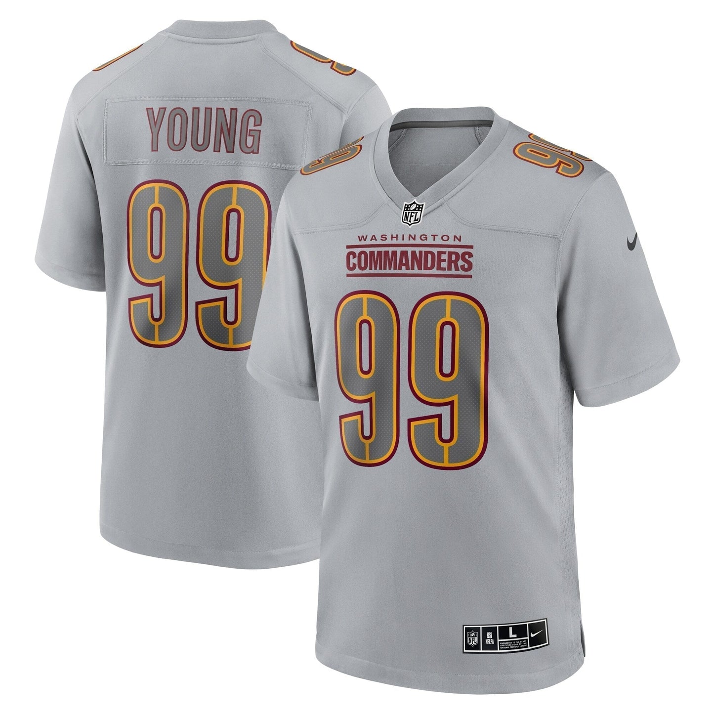 Chase Young Washington Commanders Atmosphere Fashion Game Jersey - Gray football jersey product view 1