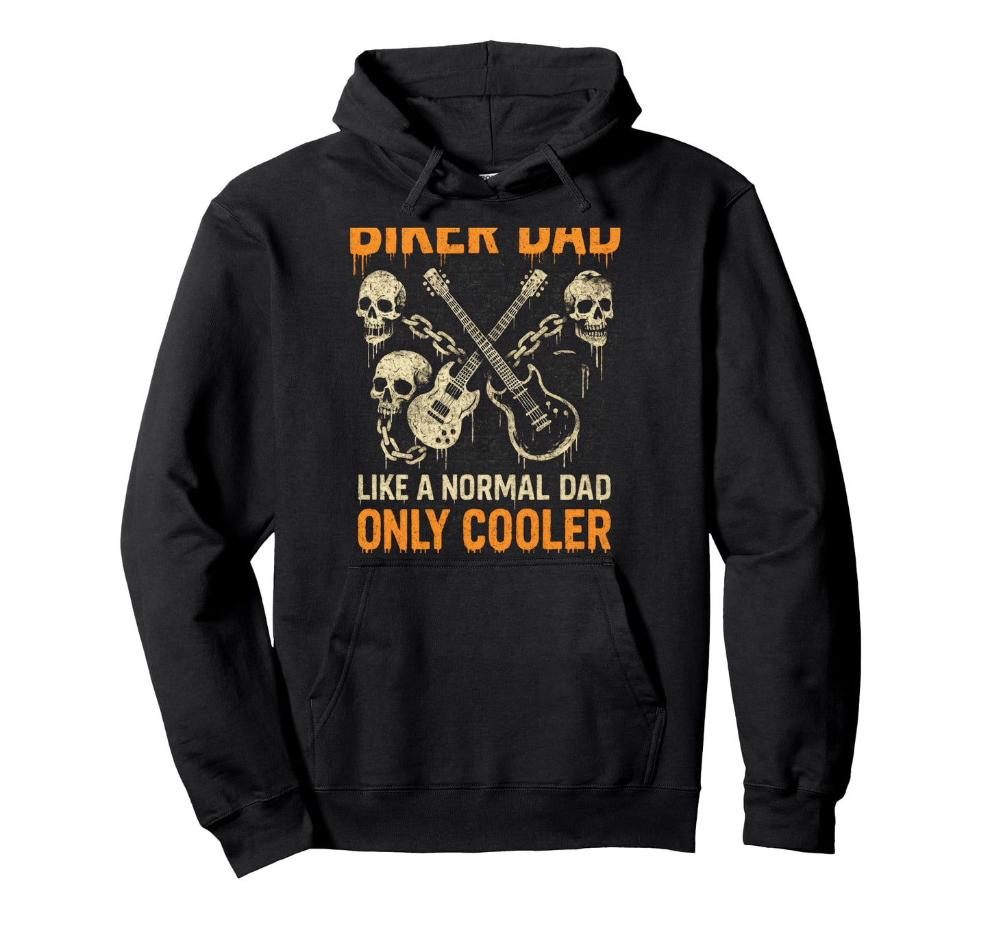Biker Dad Skull Guitar Motorcycle Hoodie - Aesthetic Graphic Men Women - T-Shirt, Sweatshirt, Hoodie
