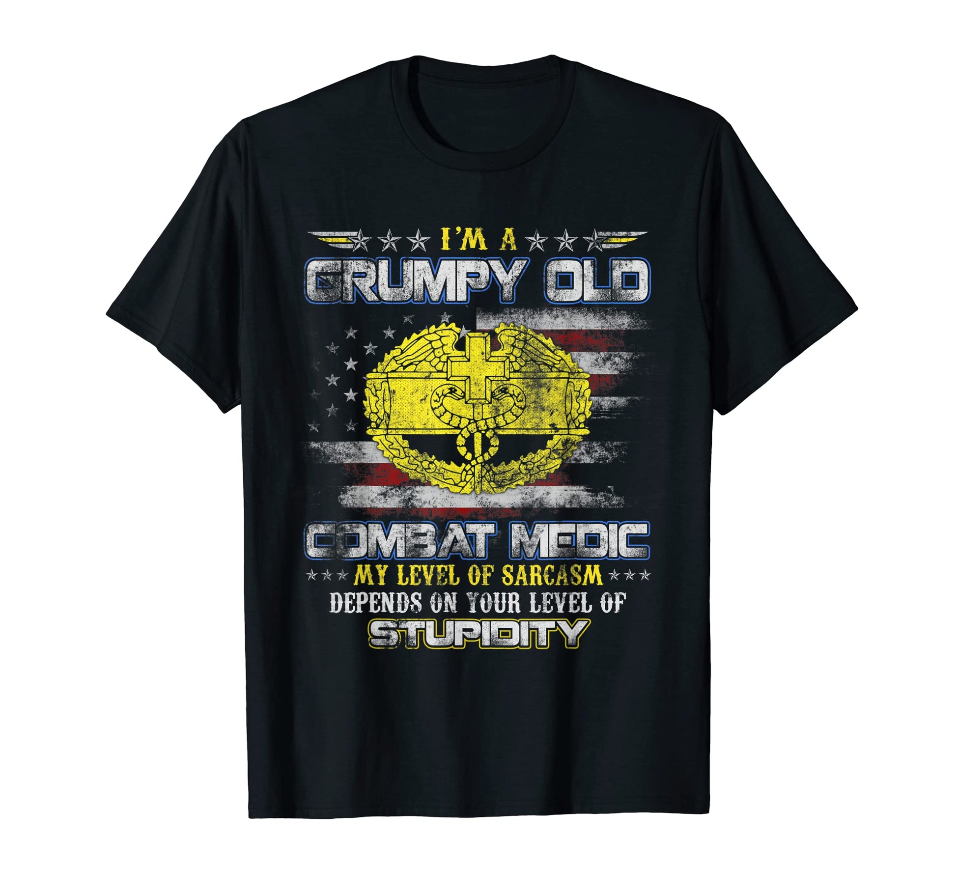 U S Army Combat Medic Veteran Grumpy T-Shirt - Graphic Print for Adults - T-Shirt, Sweatshirt, Hoodie