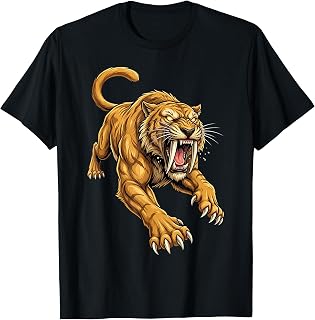Saber Tooth Tiger Smilodon Animal T-Shirt Unisex T-shirt, Sweatshirt, Hoodie, Long Sleeve Tee - T-Shirt, Sweatshirt, Hoodie