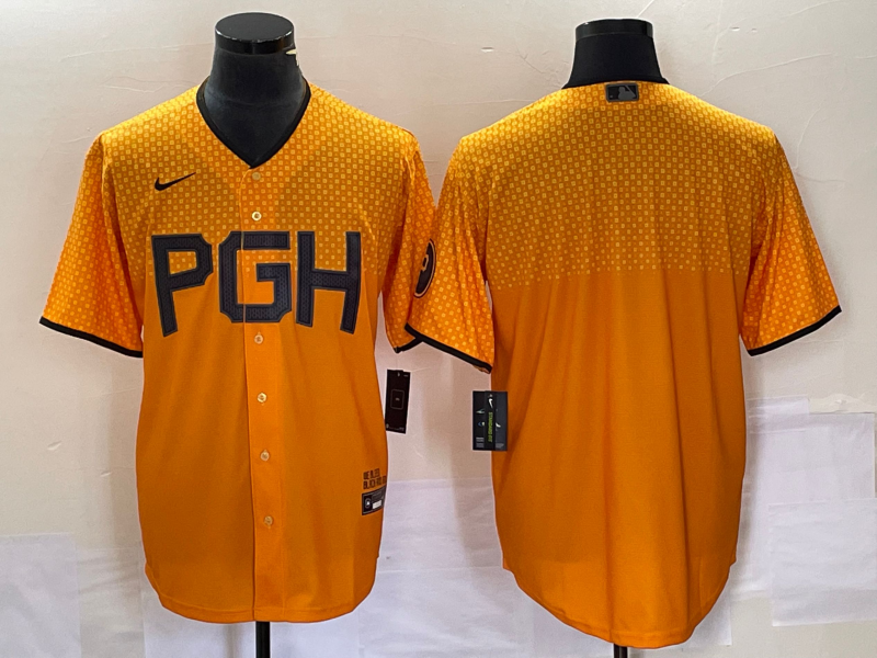 Men's Pittsburgh Pirates Gold 2023 City Connect Replica Blank Jersey baseball jersey product view 1