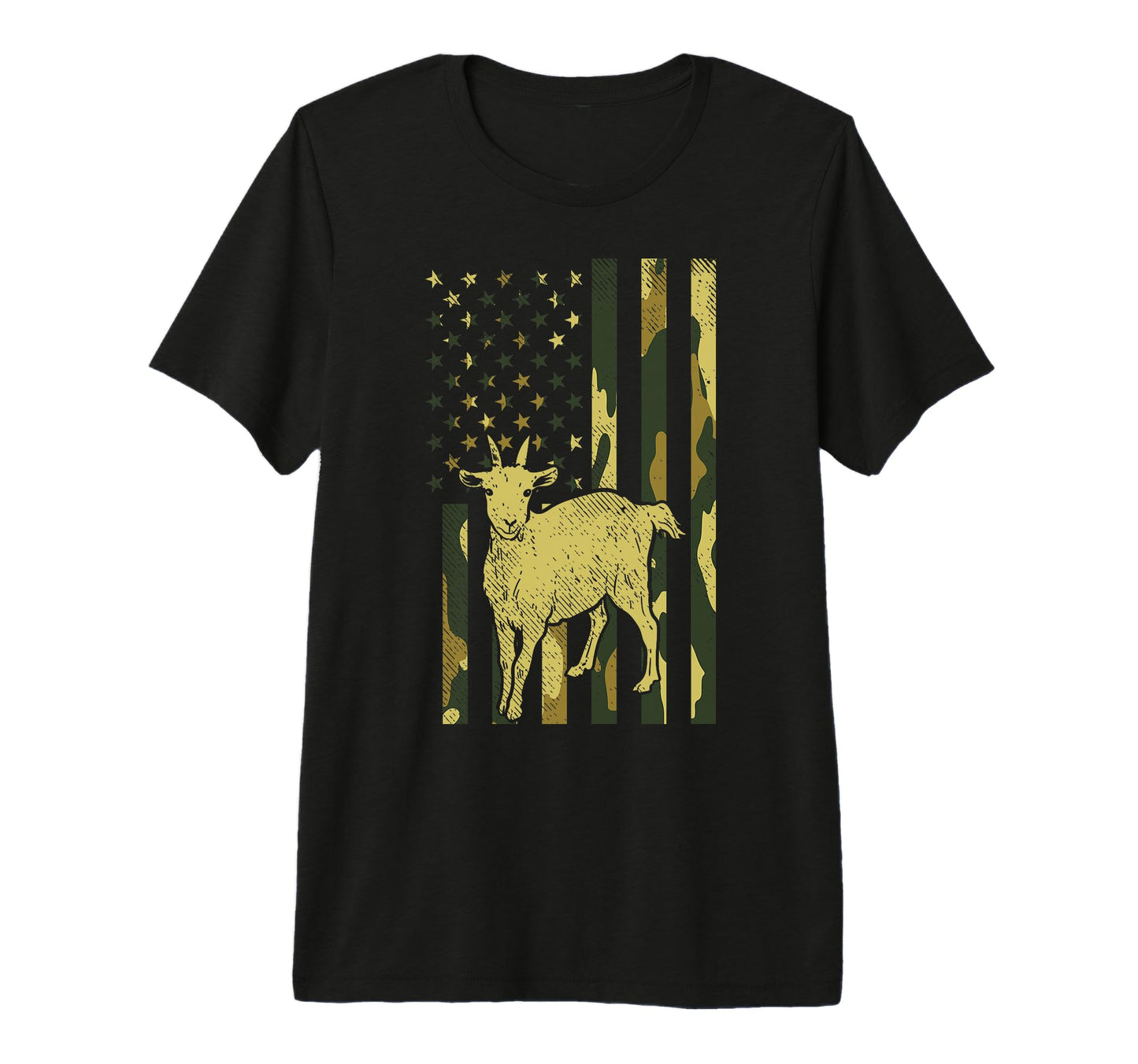 Camo Us Flag Goat Military Farm Animal T-Shirt - Graphic Print for Adults - T-Shirt, Sweatshirt, Hoodie