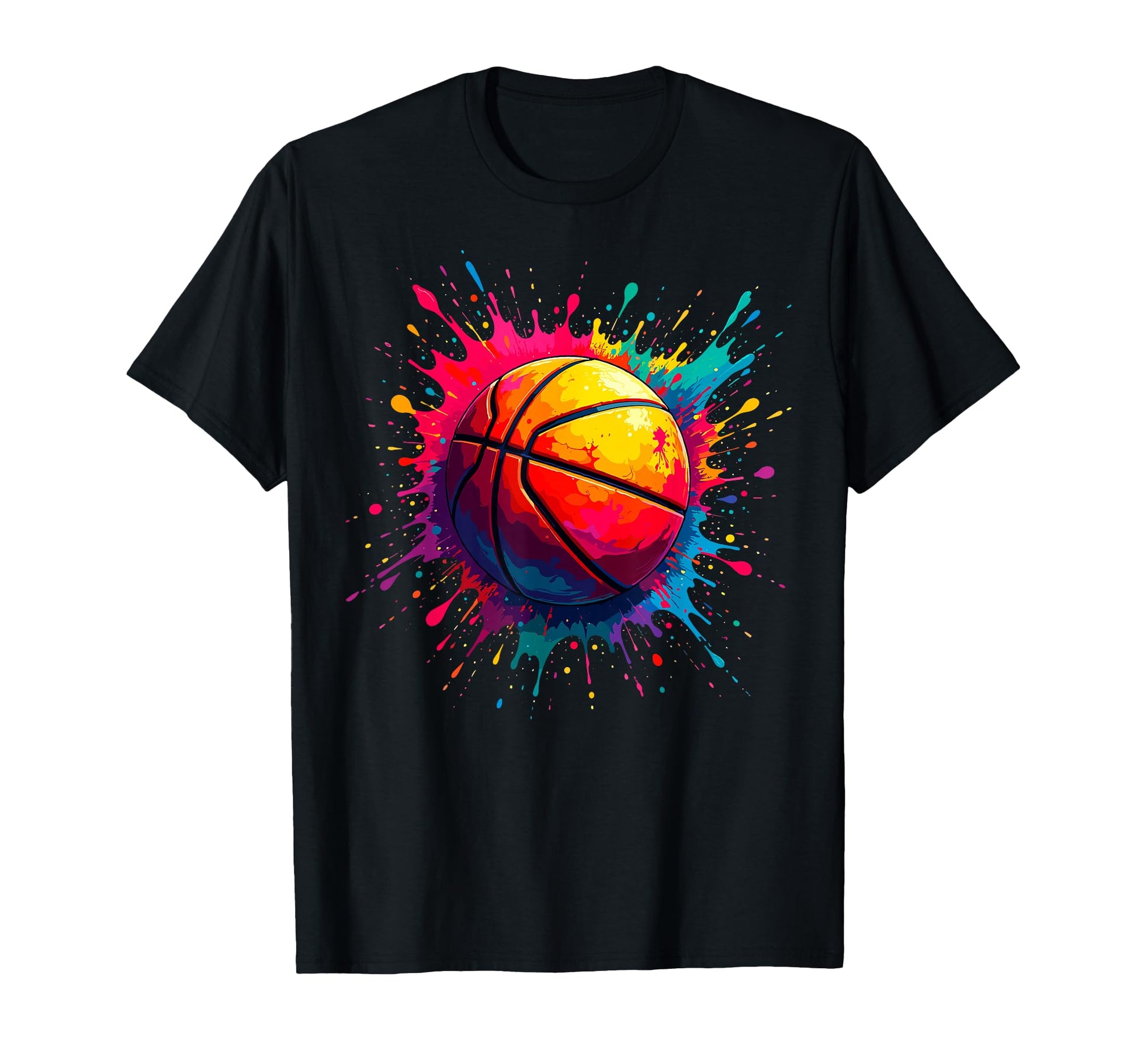 Colorful Paints Splash Basketball T-Shirt - Minimalist Print Men Women - T-Shirt, Sweatshirt, Hoodie