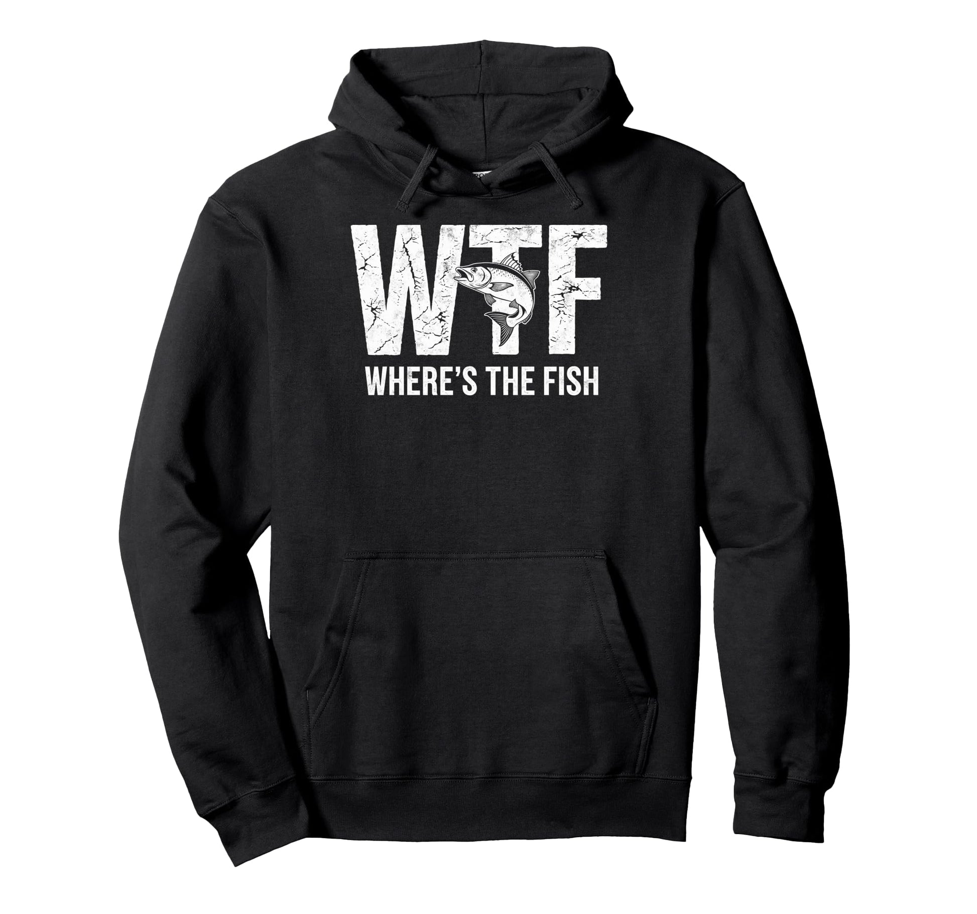 Wtf Wheres Fish Fishing Funny Hoodie - Minimalist Print Men Women - T-Shirt, Sweatshirt, Hoodie