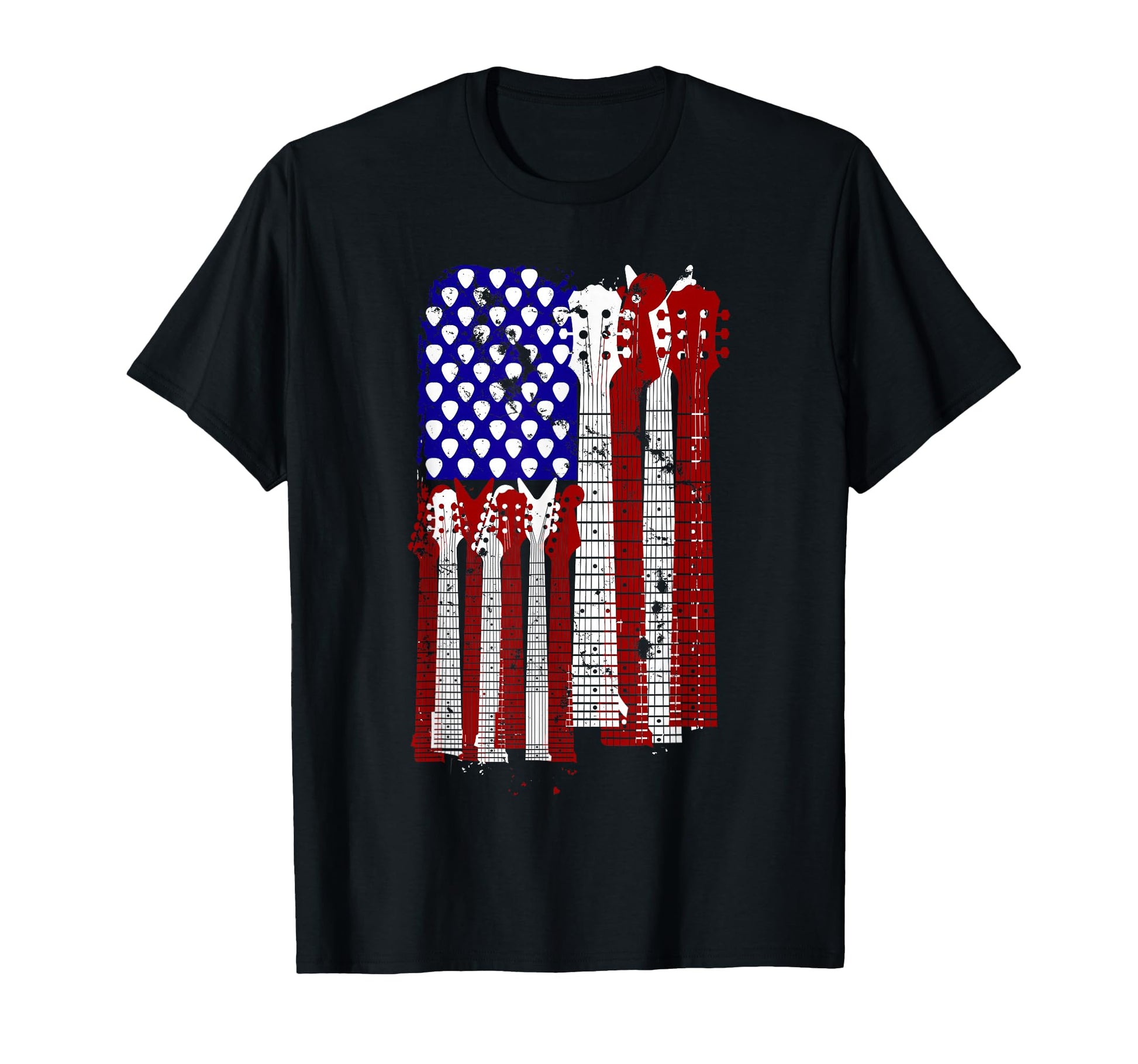 Guitar Plectrum American Flag Band T-Shirt - Minimalist Print Men Women - T-Shirt, Sweatshirt, Hoodie
