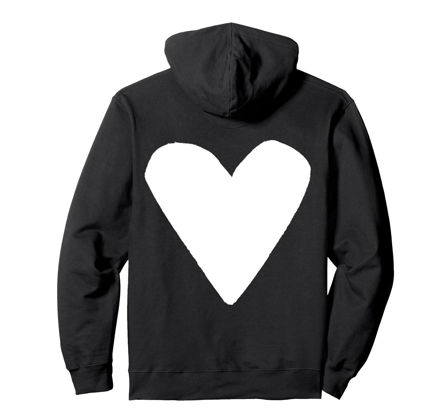 White Heart Back Hoodie - Streetwear Style for Adults - T-Shirt, Sweatshirt, Hoodie