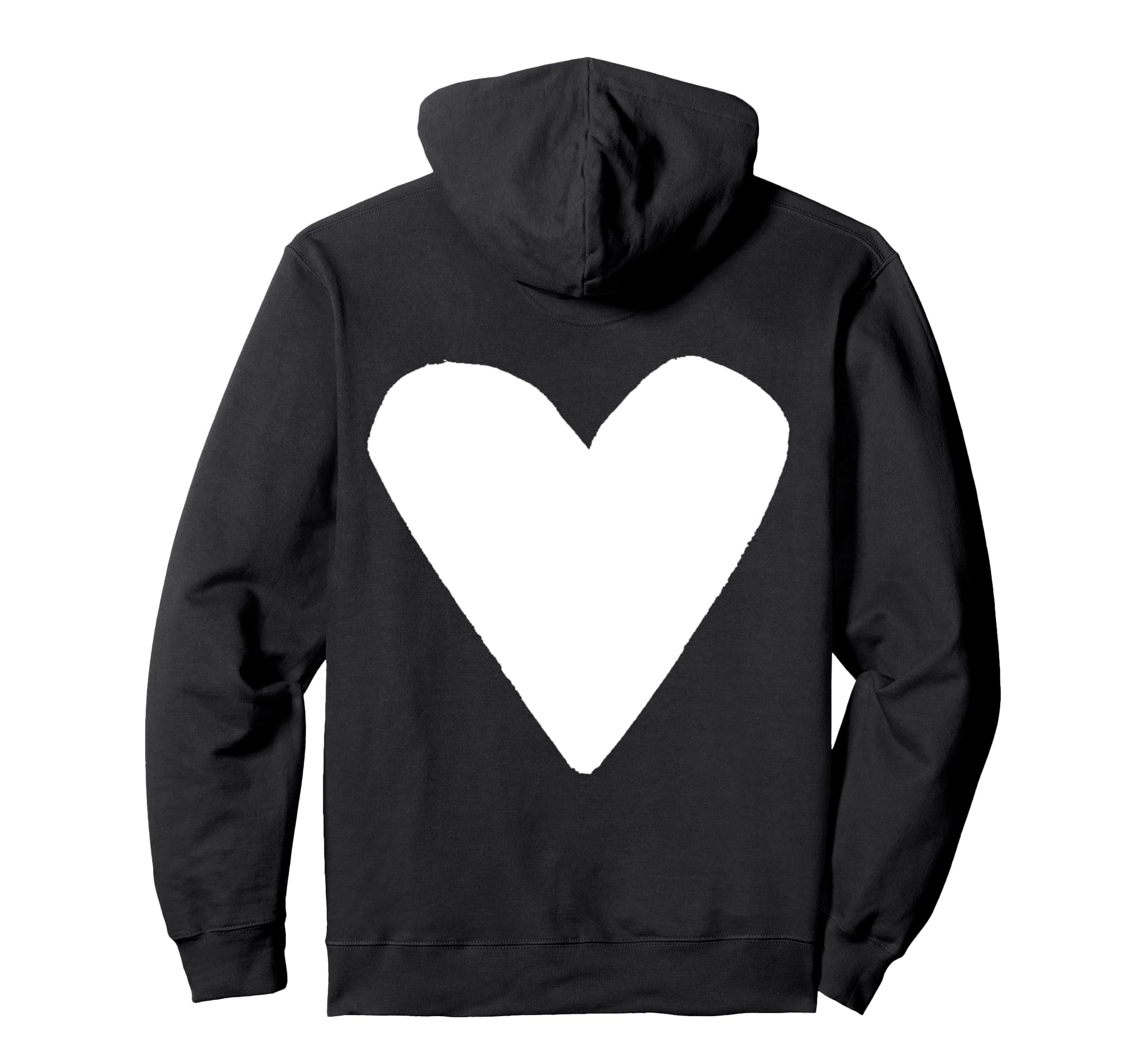 White Heart Back Hoodie - Streetwear Style for Adults - T-Shirt, Sweatshirt, Hoodie