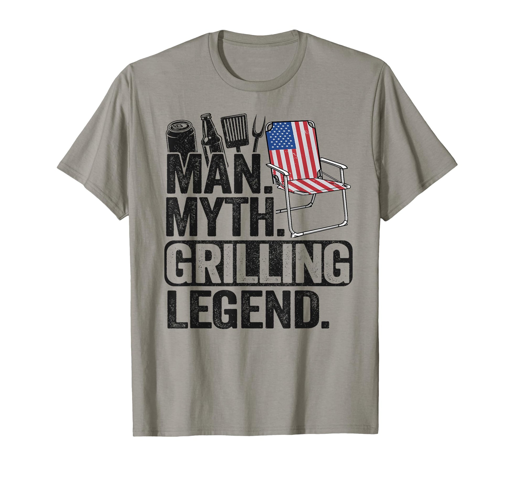 Myth Grilling Legend American Flag Dad T-Shirt - Trendy Graphic Men Women - T-Shirt, Sweatshirt, Hoodie