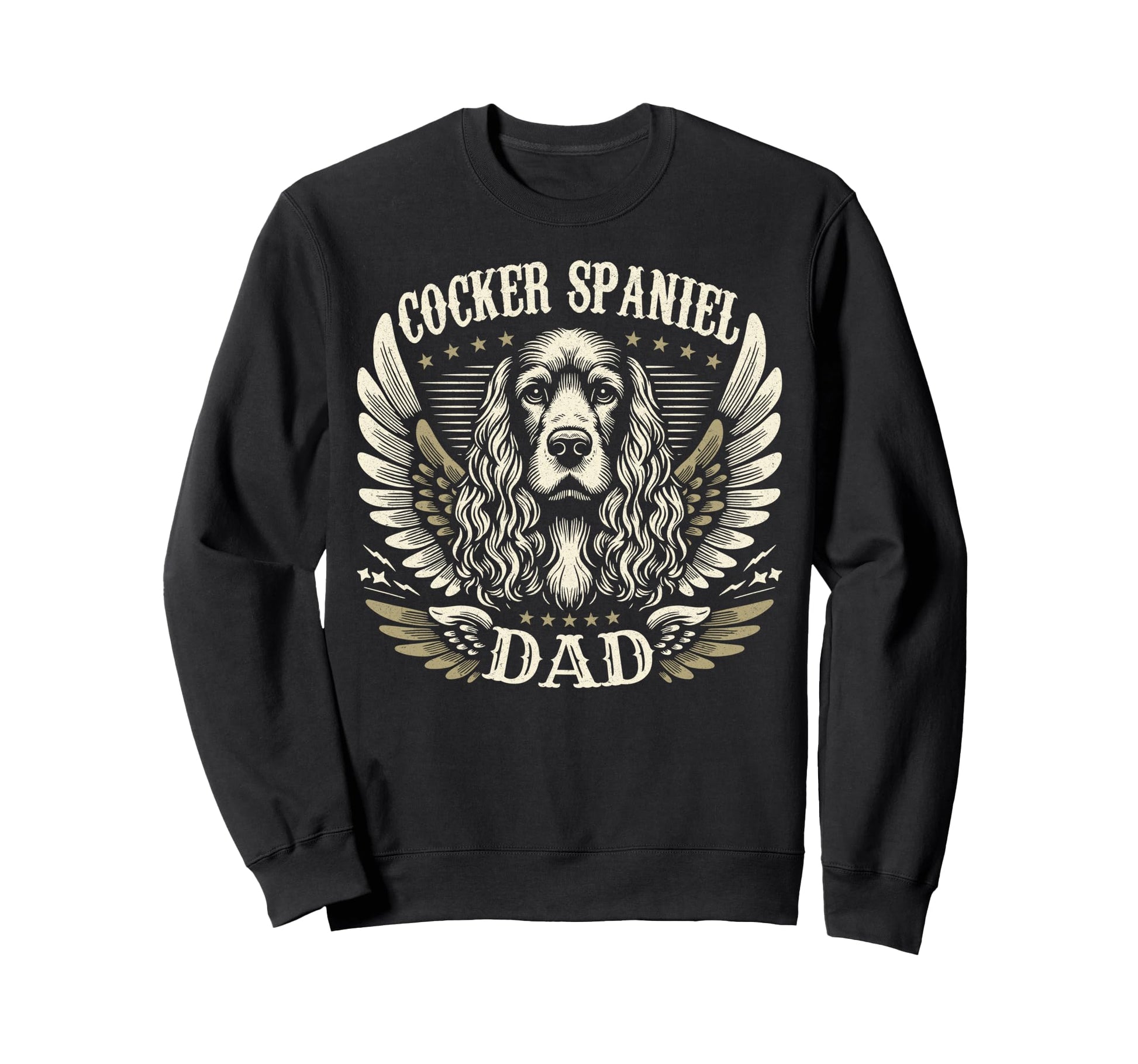 Cocker Spaniel Dad Biker Metal Wings Sweatshirt - Trendy Graphic Unisex - T-Shirt, Sweatshirt, Hoodie