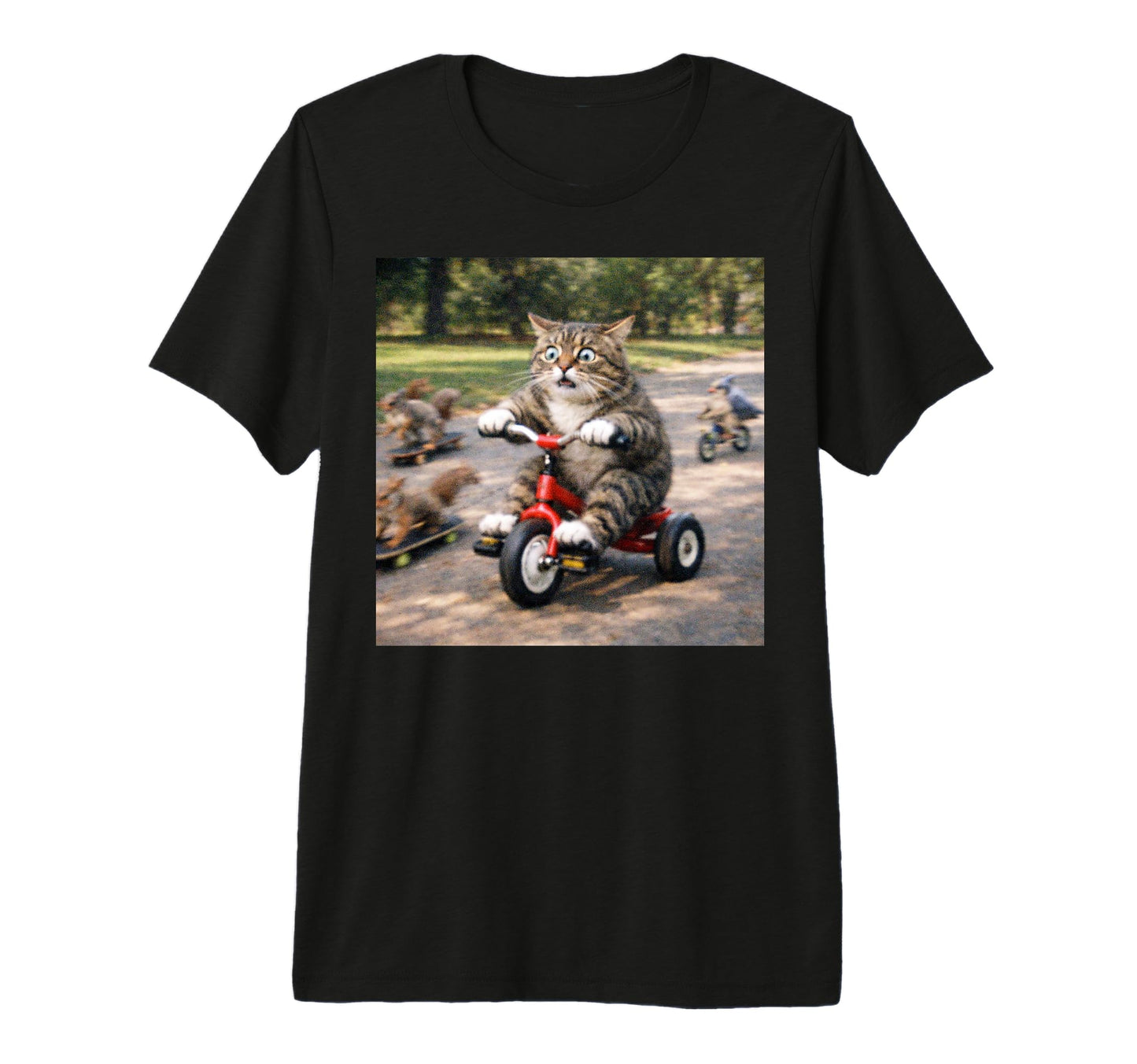 Oh No Cat Tricycle Crash Funny Cat Meme T-Shirt - Graphic Print Men Women - T-Shirt, Sweatshirt, Hoodie